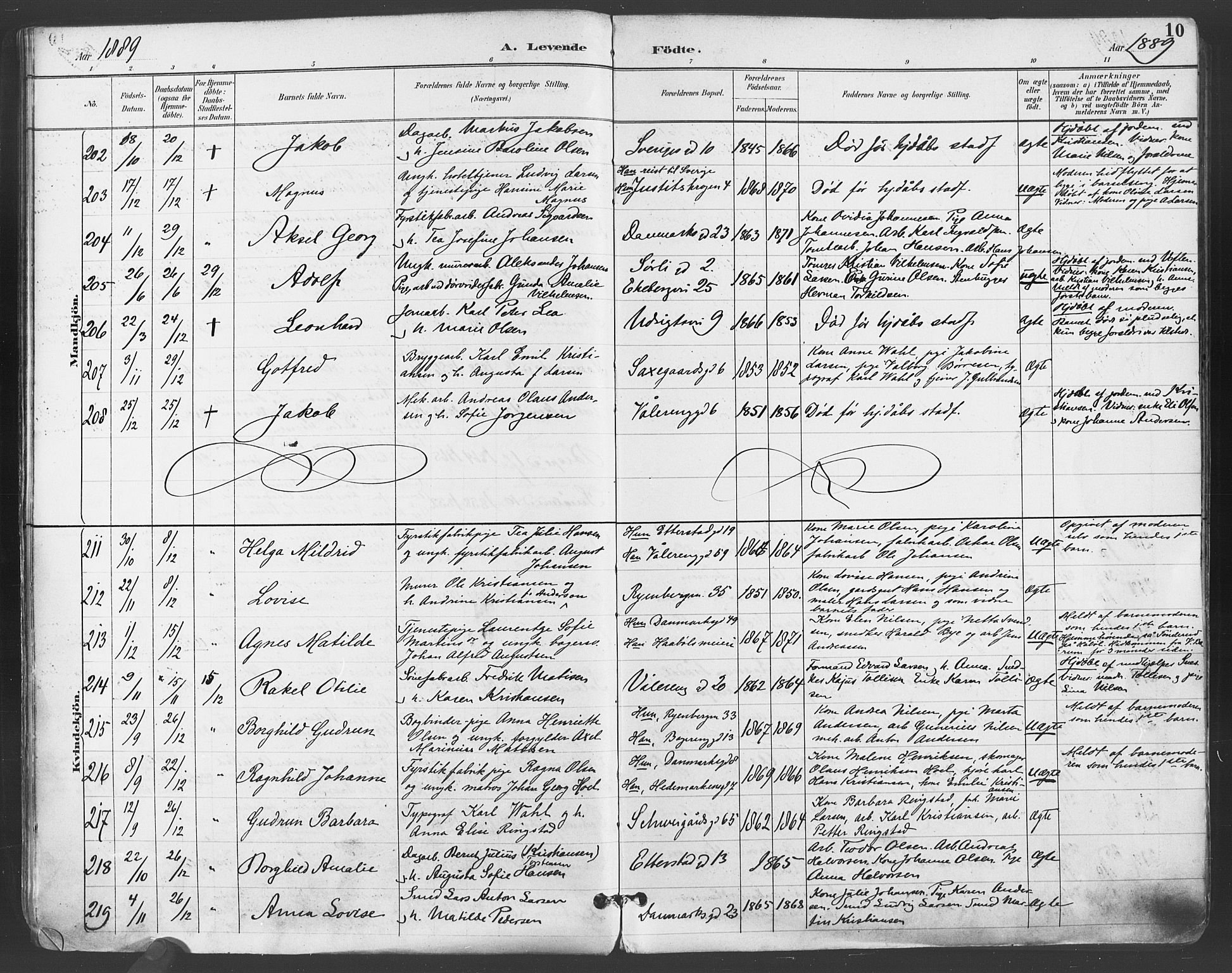 Gamlebyen prestekontor Kirkebøker, AV/SAO-A-10884/F/Fa/L0007: Parish register (official) no. 7, 1889-1899, p. 10