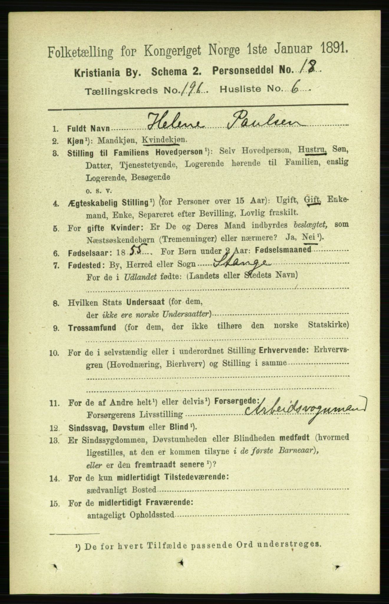 RA, 1891 census for 0301 Kristiania, 1891, p. 118397