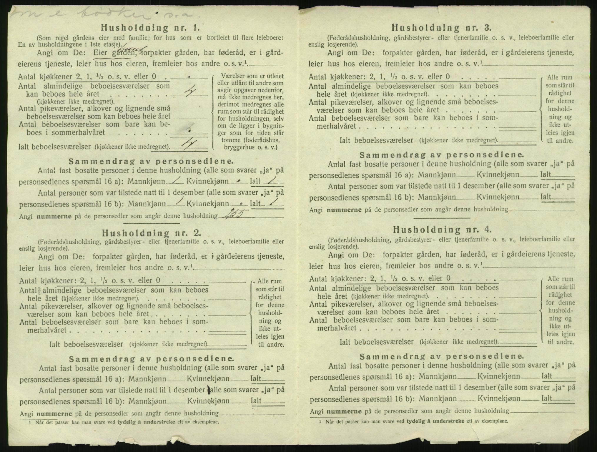 SAT, 1920 census for Nesset, 1920, p. 661