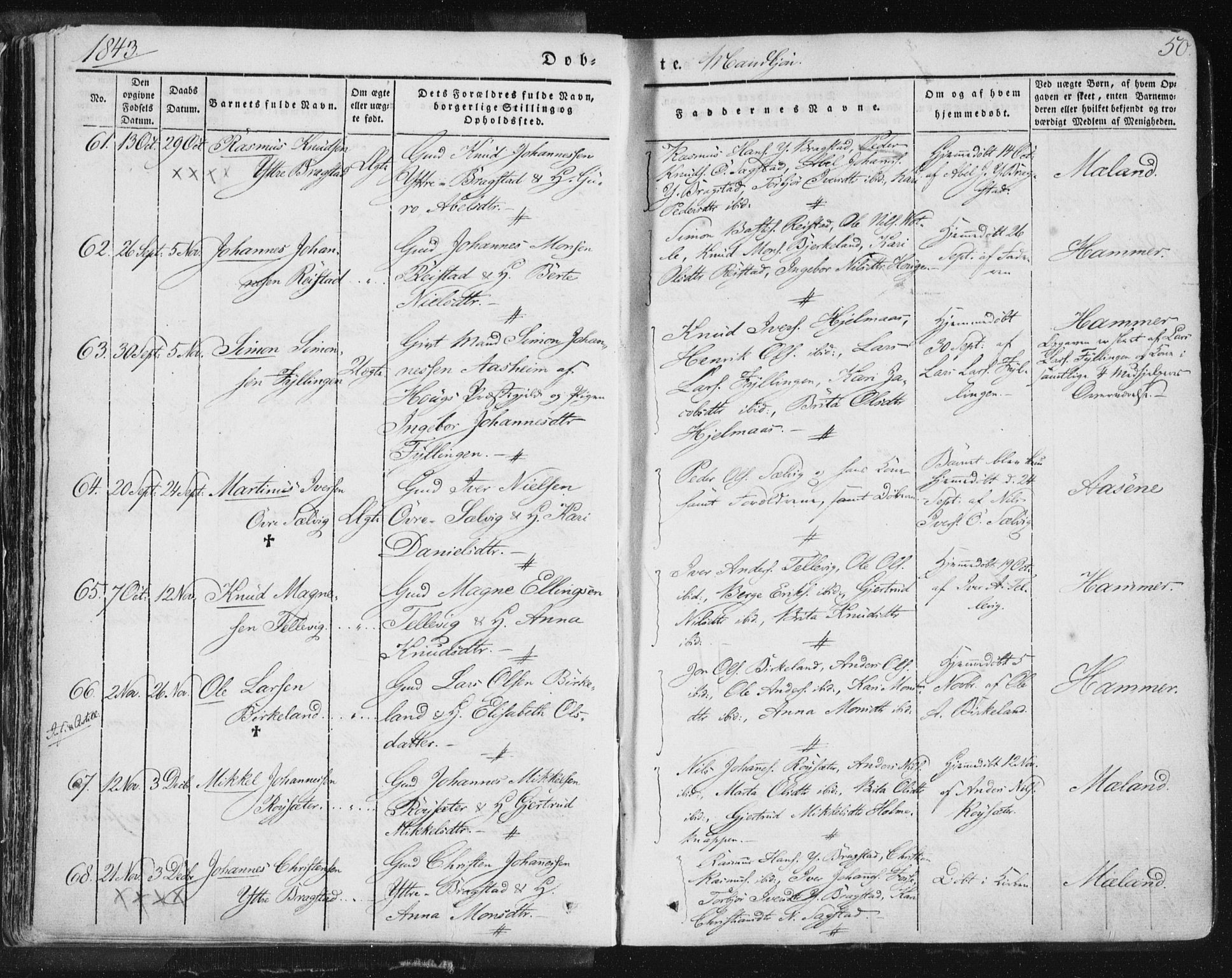 Hamre sokneprestembete, AV/SAB-A-75501/H/Ha/Haa/Haaa/L0012: Parish register (official) no. A 12, 1834-1845, p. 50