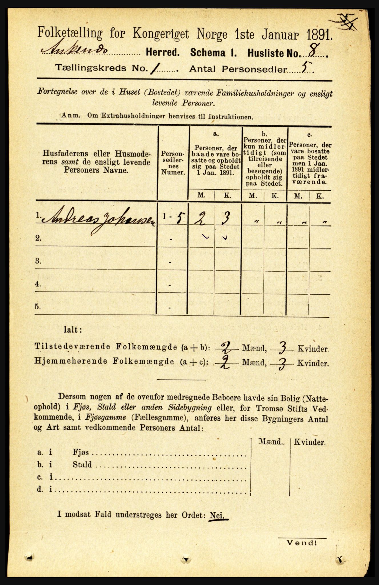 RA, 1891 census for 1855 Ankenes, 1891, p. 24