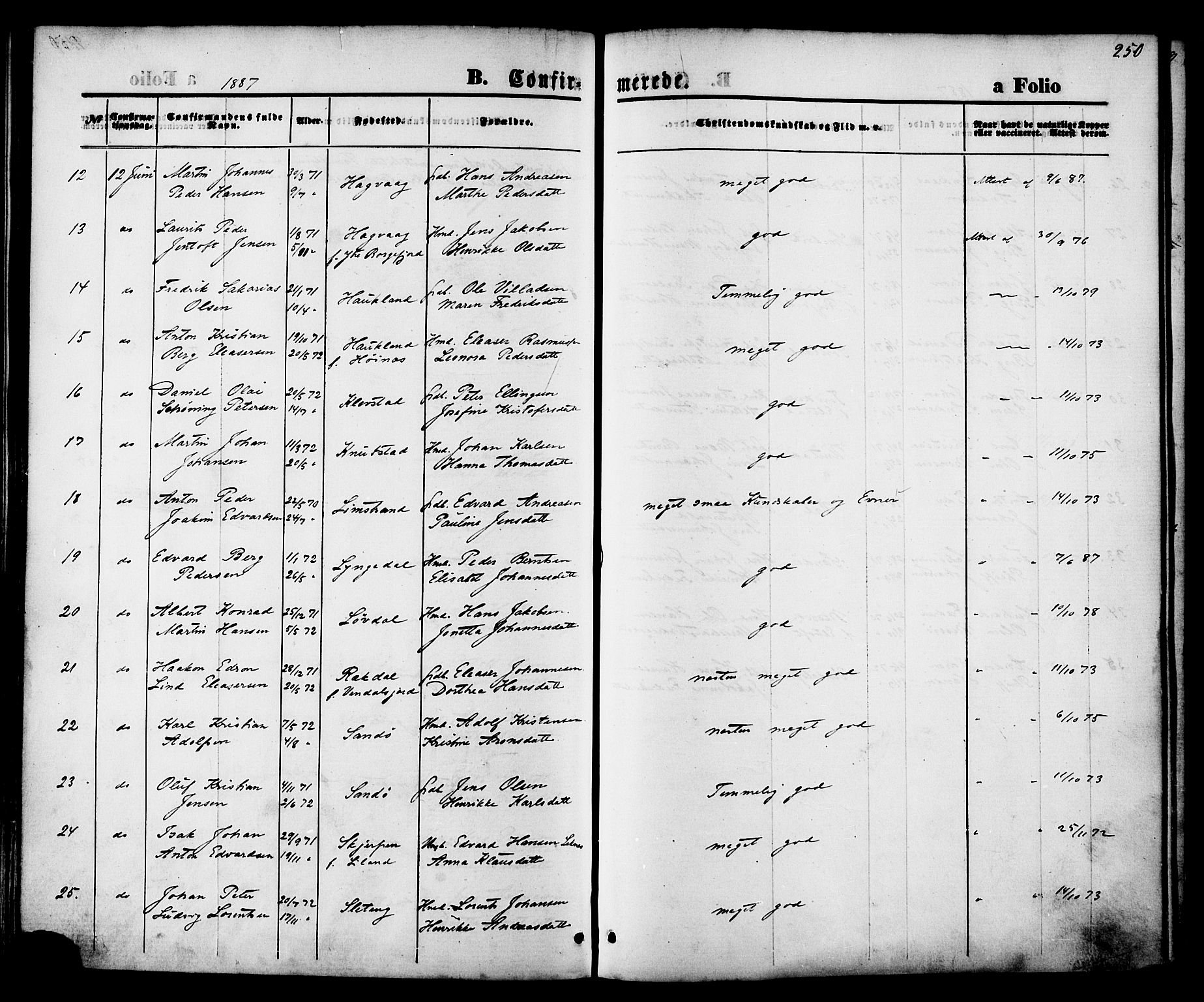 Ministerialprotokoller, klokkerbøker og fødselsregistre - Nordland, SAT/A-1459/880/L1132: Parish register (official) no. 880A06, 1869-1887, p. 250