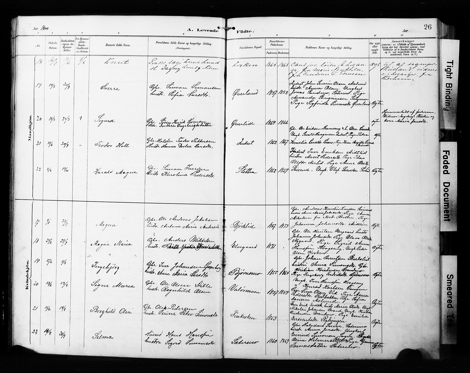Målselv sokneprestembete, AV/SATØ-S-1311/G/Ga/Gab/L0008klokker: Parish register (copy) no. 8, 1895-1913, p. 26