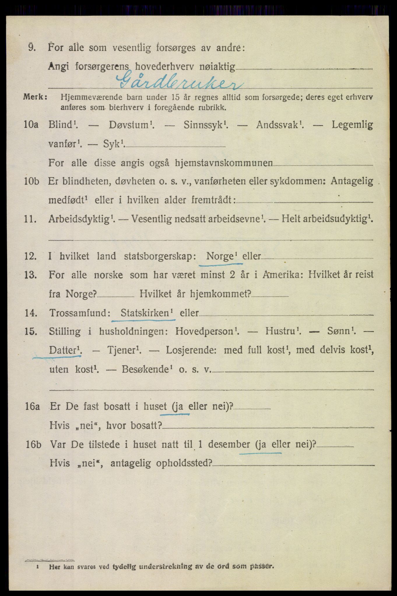 SAH, 1920 census for Nordre Land, 1920, p. 5445