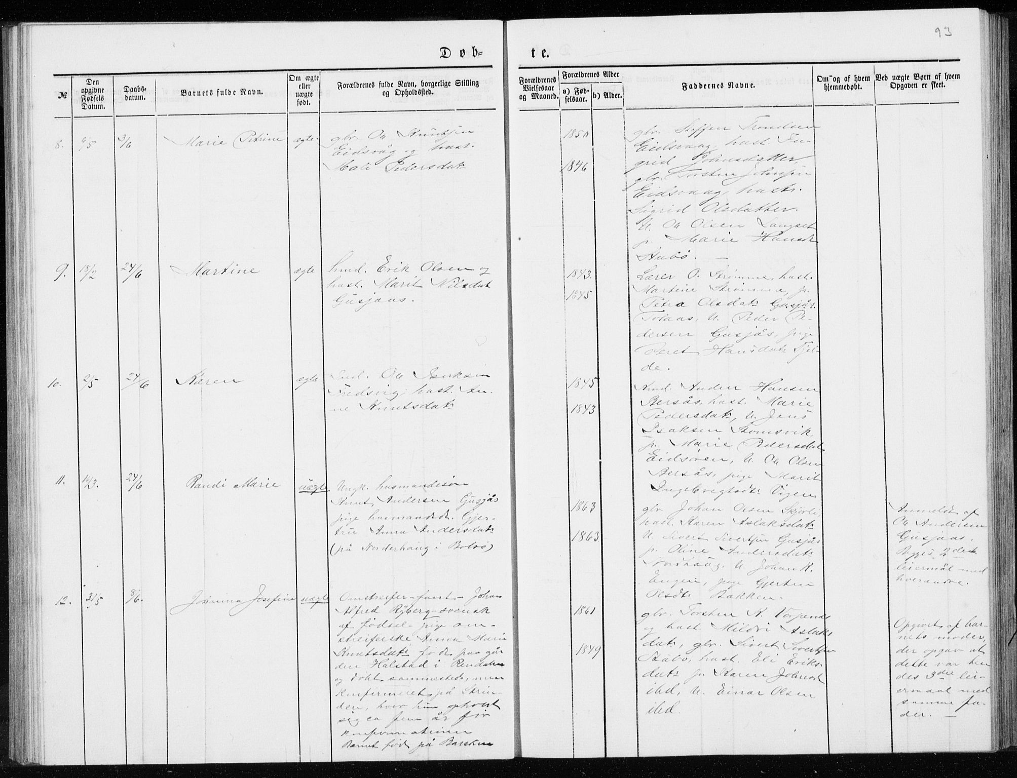 Ministerialprotokoller, klokkerbøker og fødselsregistre - Møre og Romsdal, AV/SAT-A-1454/551/L0631: Parish register (copy) no. 551C03, 1886-1894, p. 93