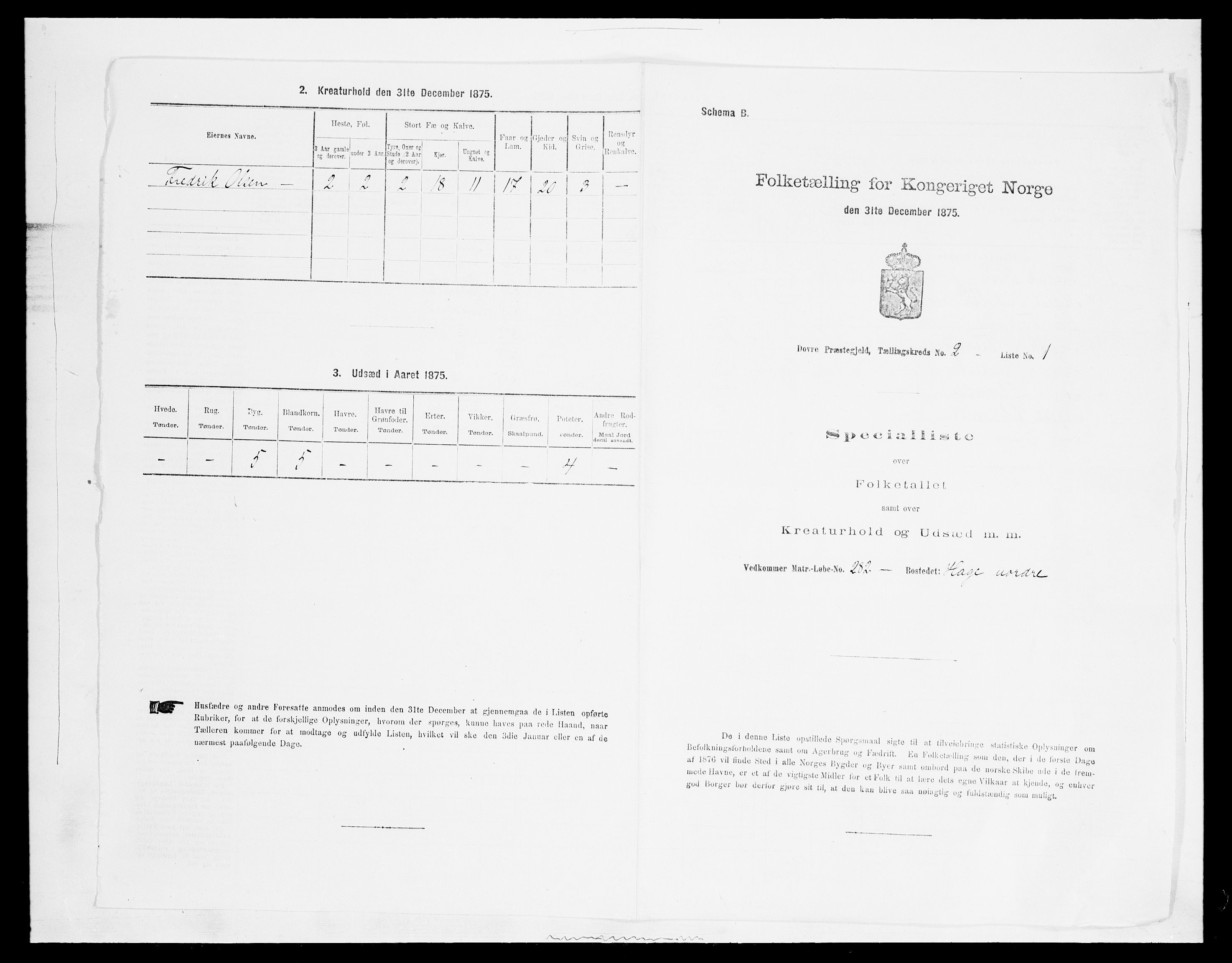 SAH, 1875 census for 0511P Dovre, 1875, p. 298