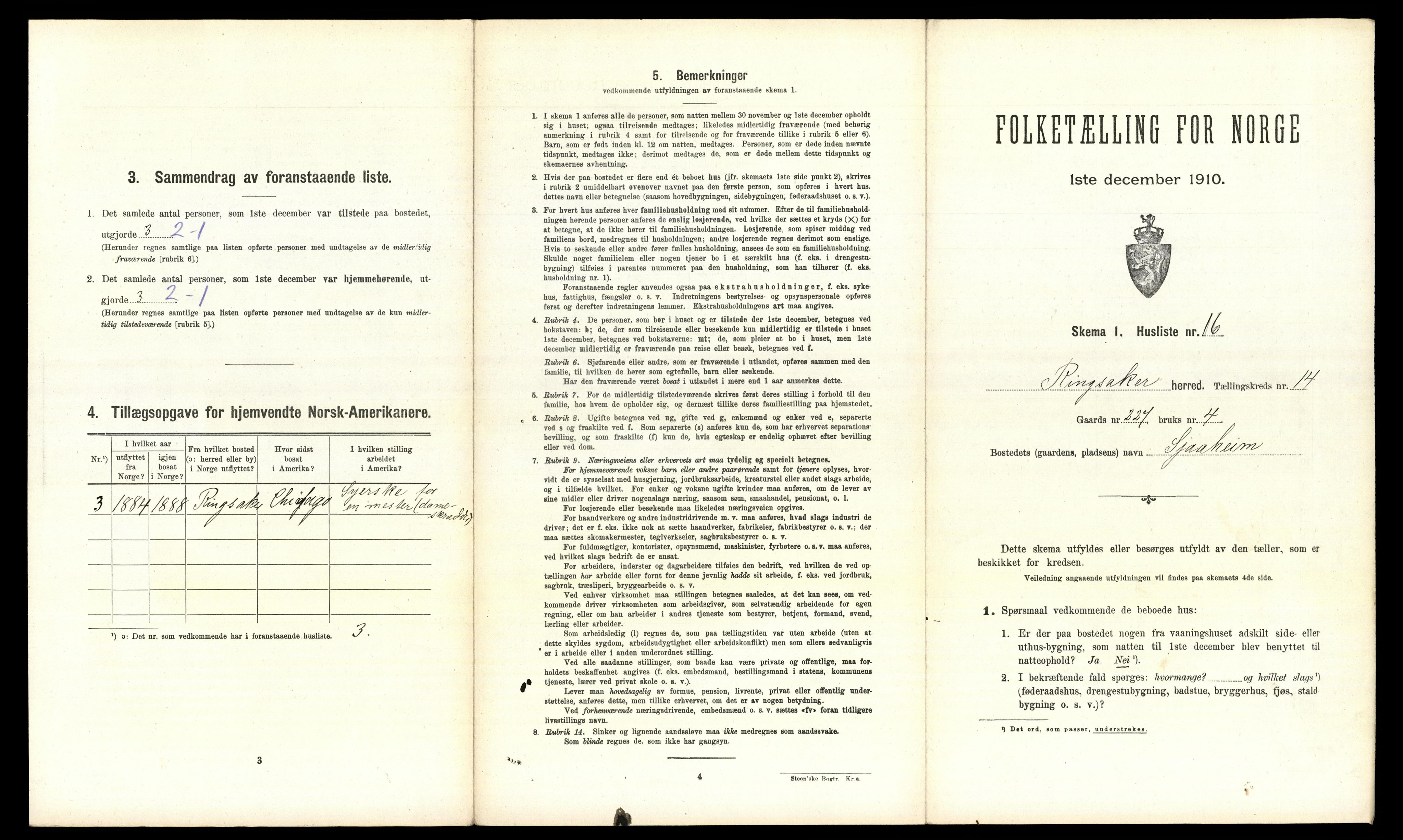 RA, 1910 census for Ringsaker, 1910, p. 2775