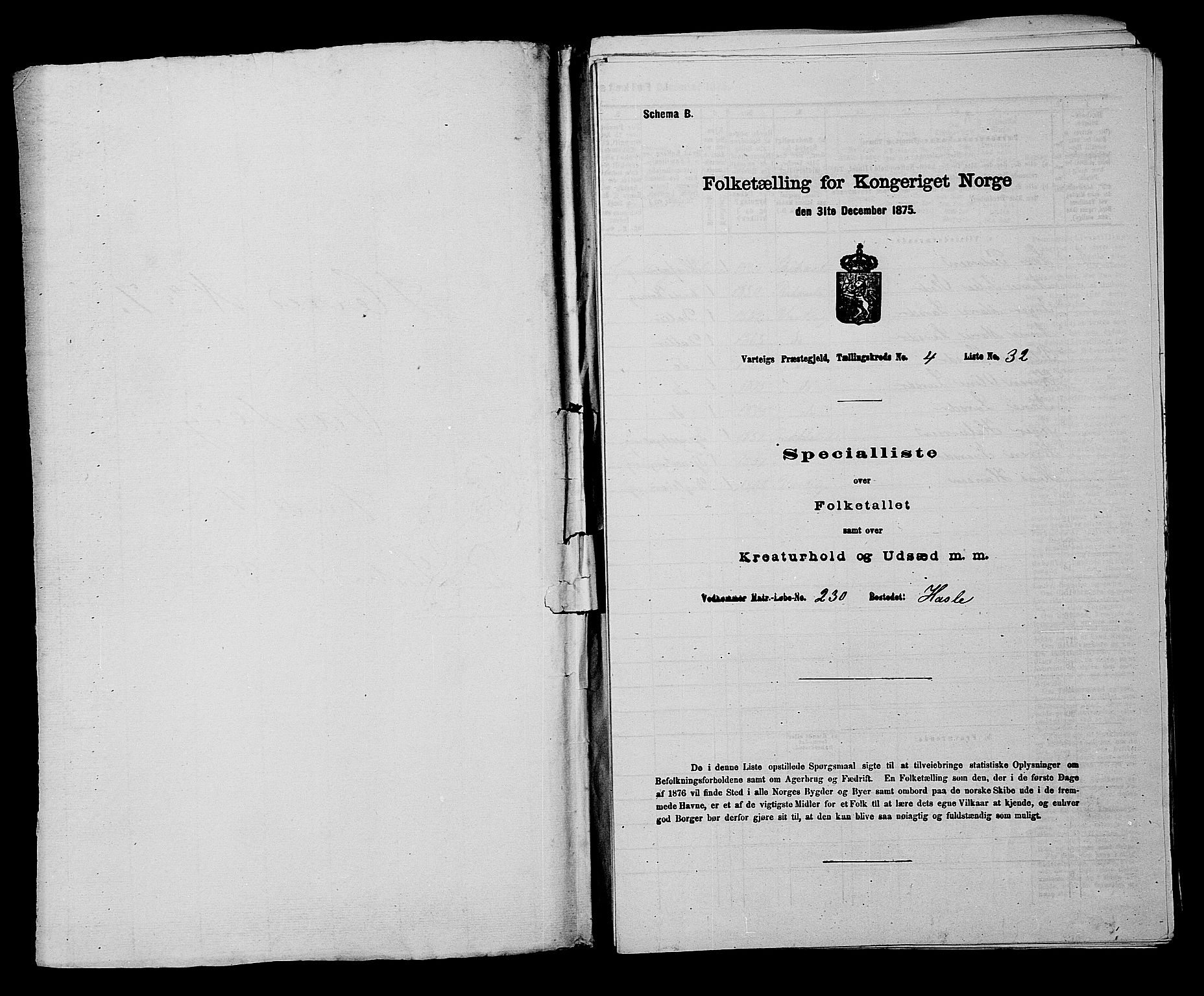 RA, 1875 census for 0114P Varteig, 1875, p. 324