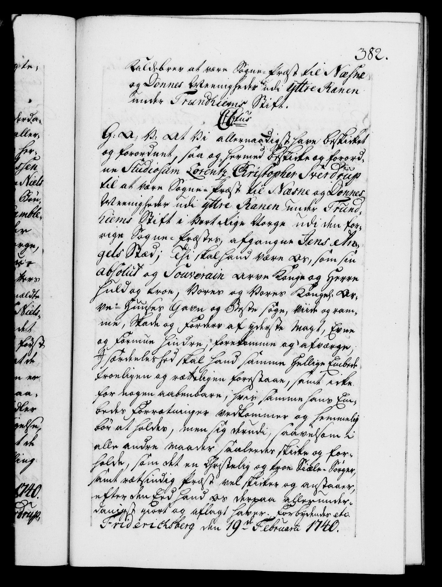 Danske Kanselli 1572-1799, AV/RA-EA-3023/F/Fc/Fca/Fcaa/L0031: Norske registre, 1739-1740, p. 382a