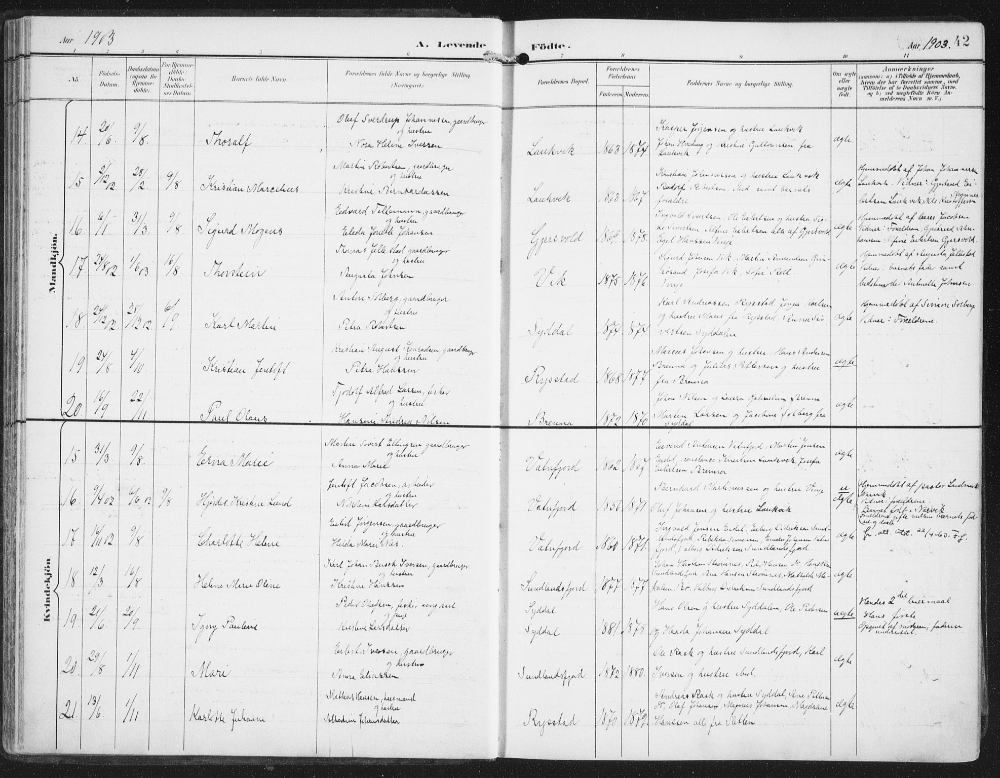 Ministerialprotokoller, klokkerbøker og fødselsregistre - Nordland, AV/SAT-A-1459/876/L1098: Parish register (official) no. 876A04, 1896-1915, p. 42