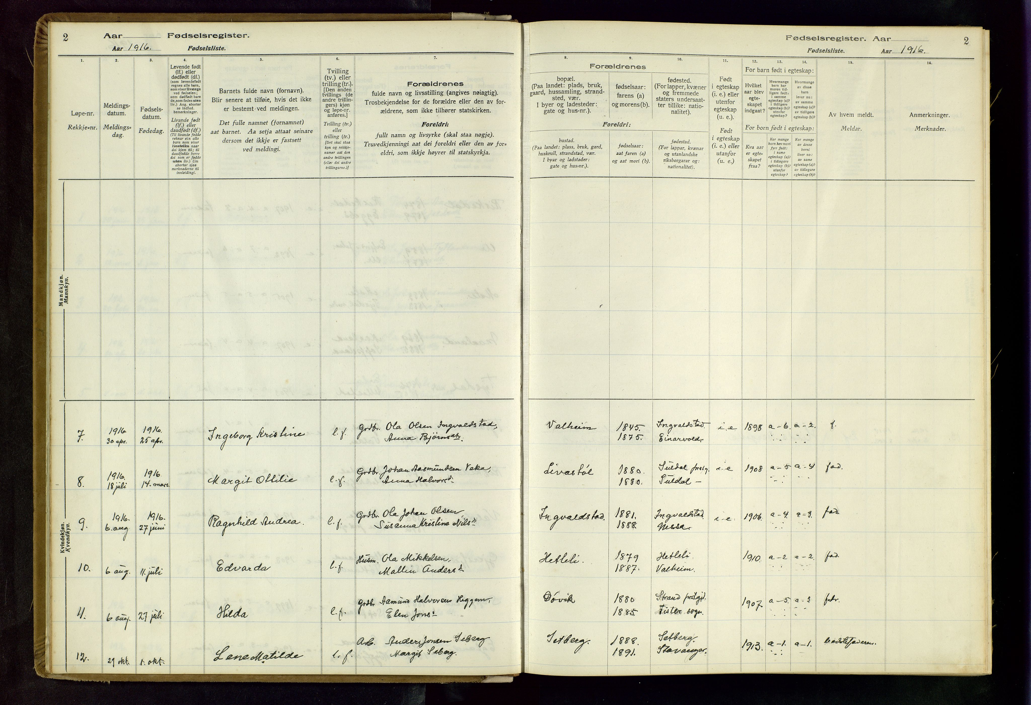 Hjelmeland sokneprestkontor, AV/SAST-A-101843/02/B/L0004: Birth register no. 4, 1997-1997, p. 2