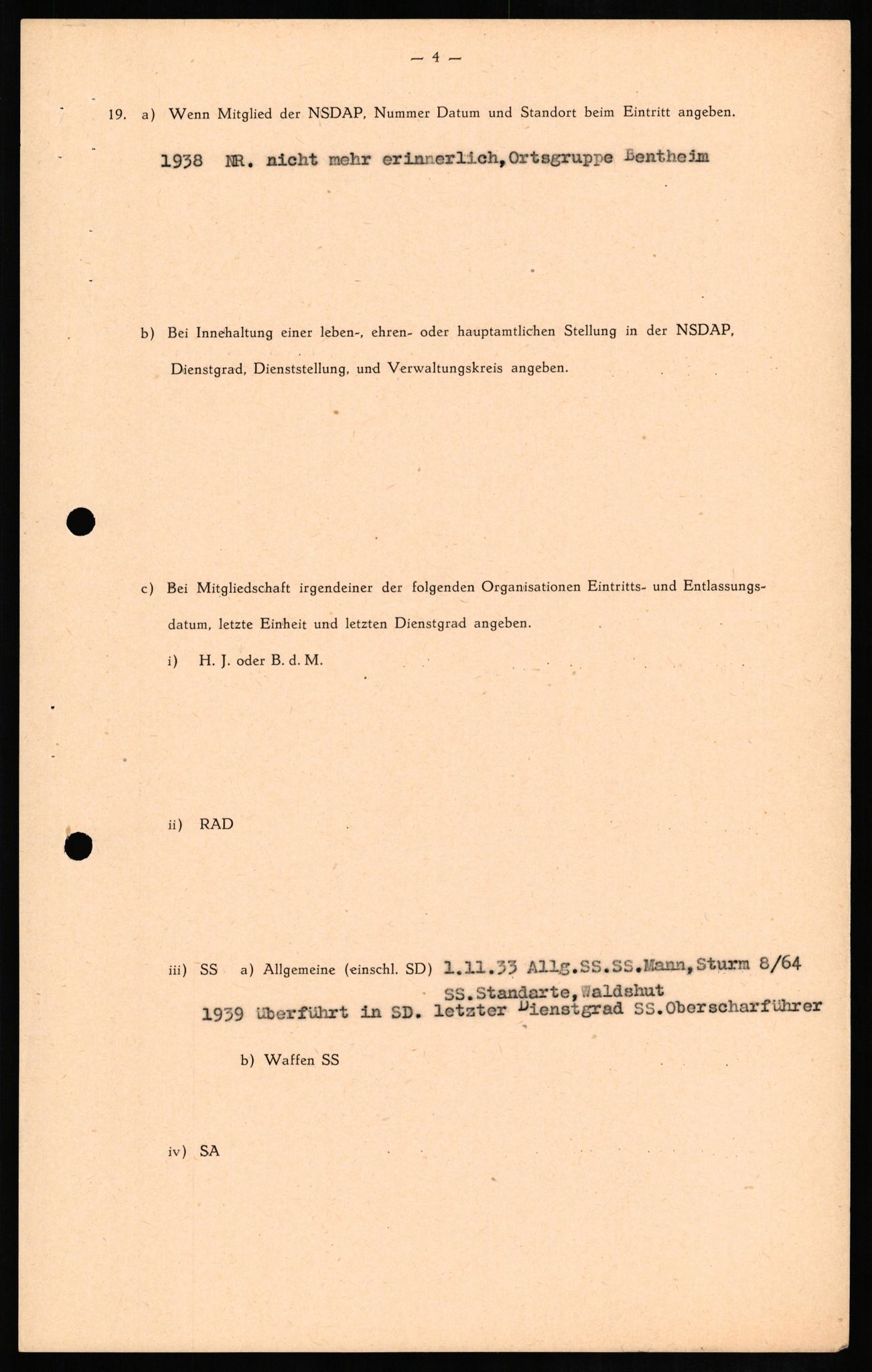 Forsvaret, Forsvarets overkommando II, RA/RAFA-3915/D/Db/L0014: CI Questionaires. Tyske okkupasjonsstyrker i Norge. Tyskere., 1945-1946, p. 96