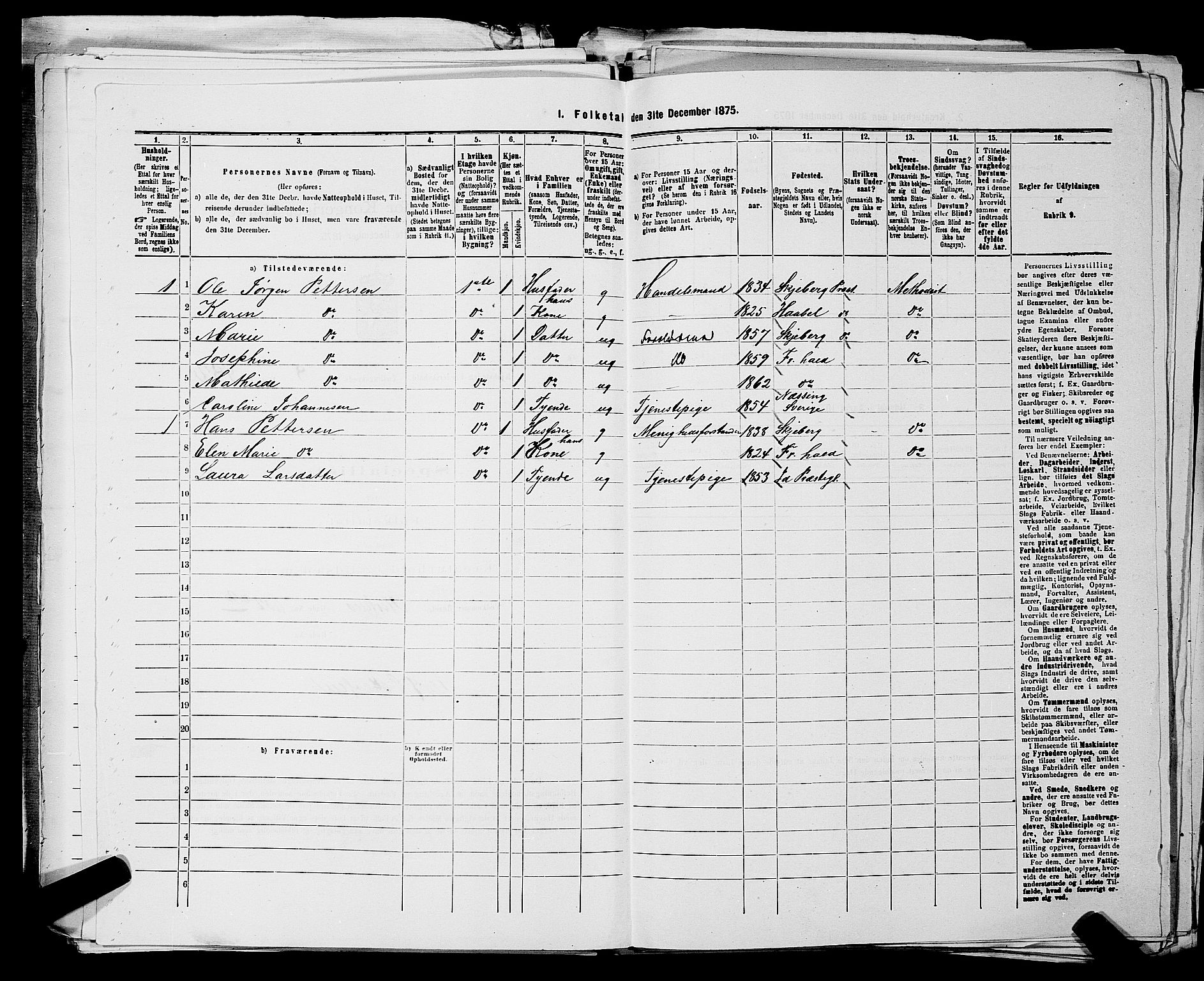 RA, 1875 census for 0101P Fredrikshald, 1875, p. 1189