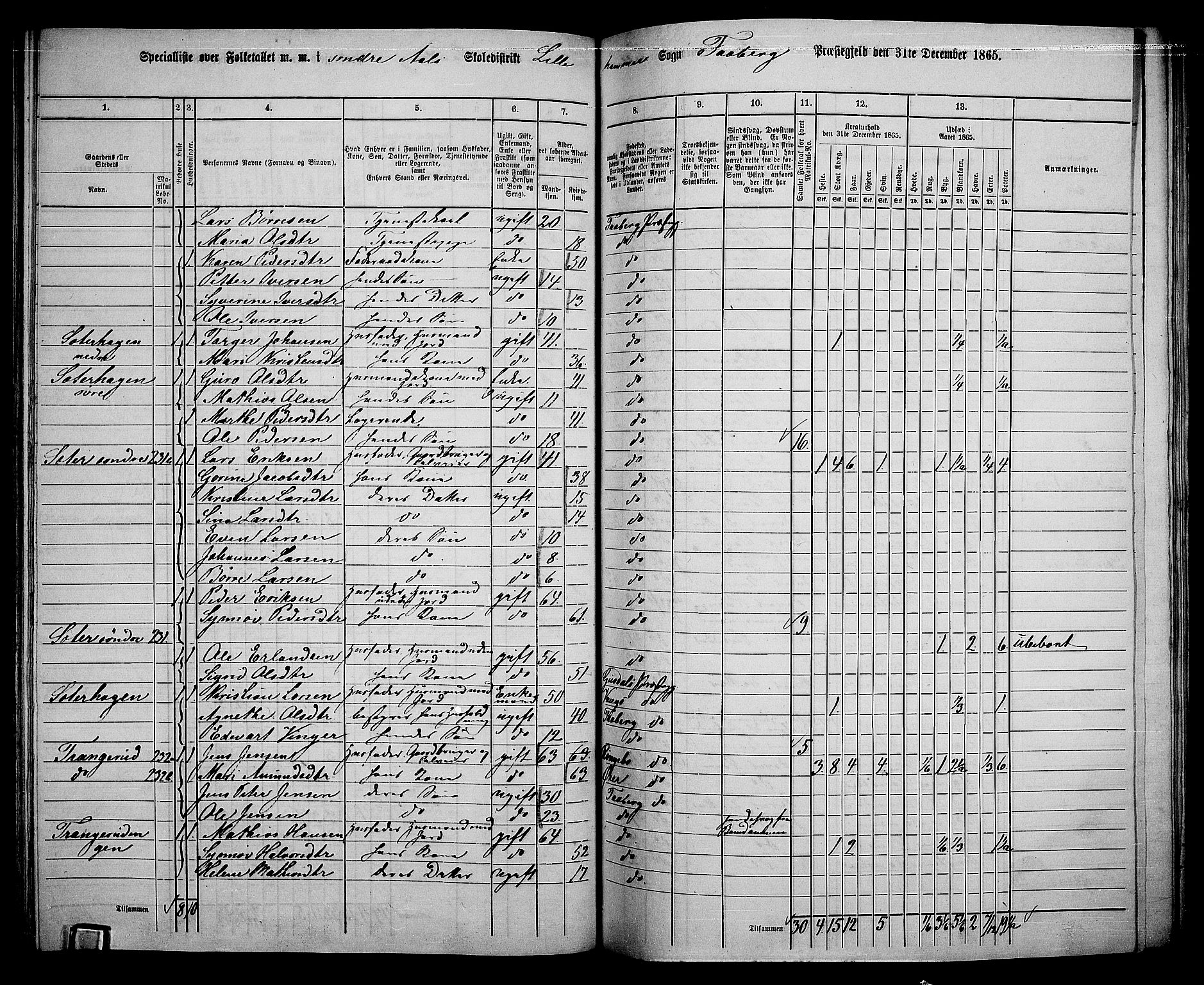 RA, 1865 census for Fåberg/Fåberg og Lillehammer, 1865, p. 145