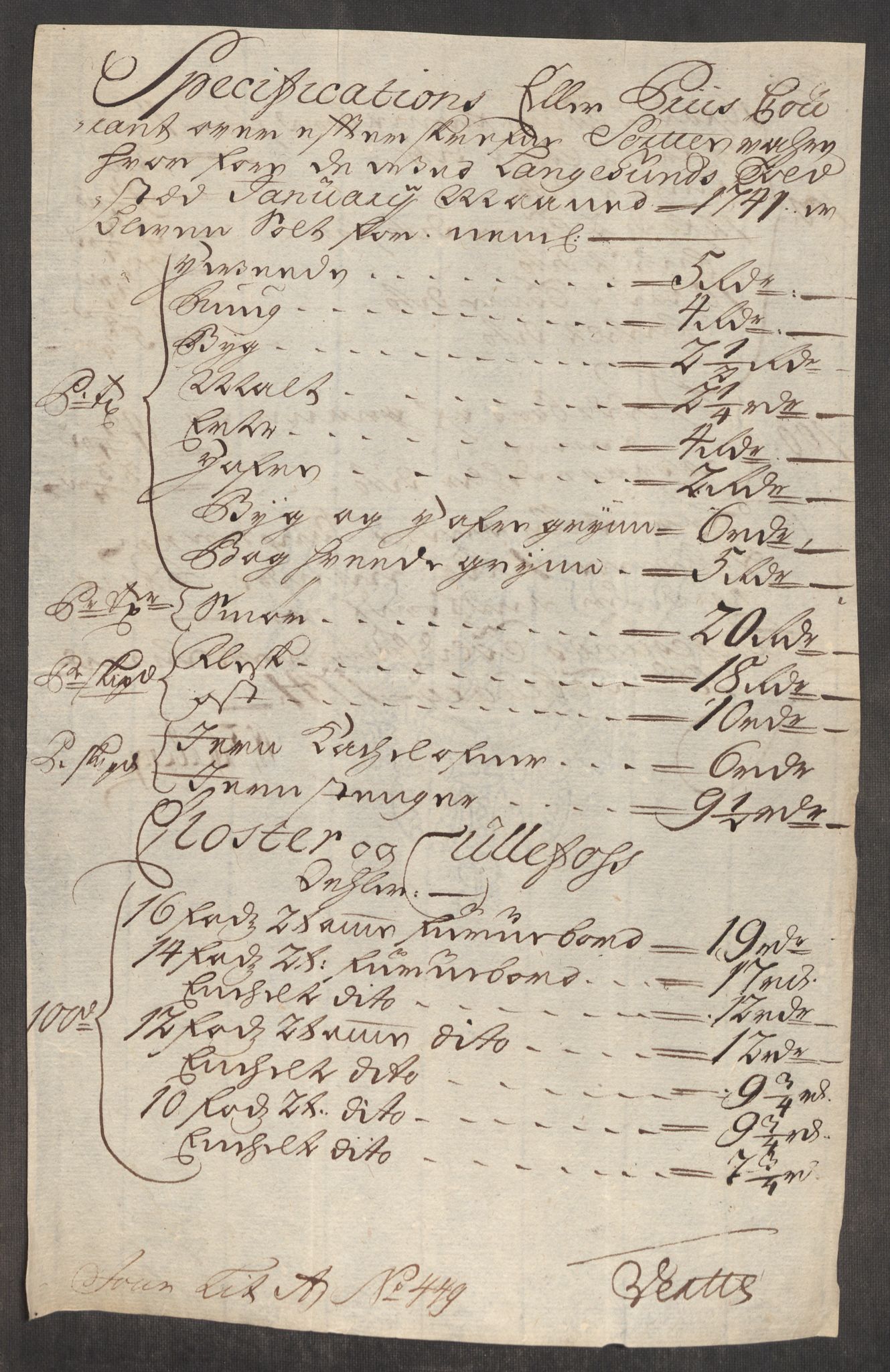Rentekammeret inntil 1814, Realistisk ordnet avdeling, RA/EA-4070/Oe/L0002: [Ø1]: Priskuranter, 1740-1744, p. 300