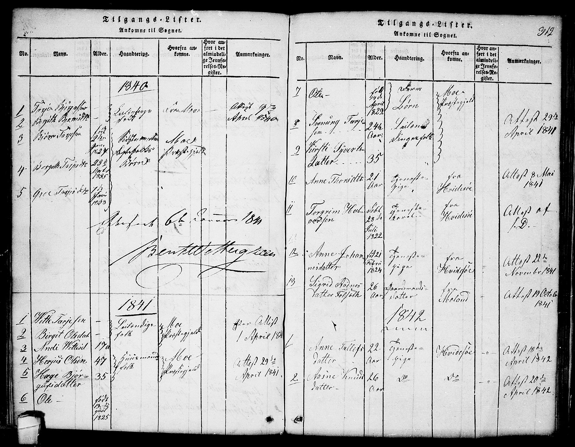 Lårdal kirkebøker, SAKO/A-284/G/Ga/L0001: Parish register (copy) no. I 1, 1815-1861, p. 312