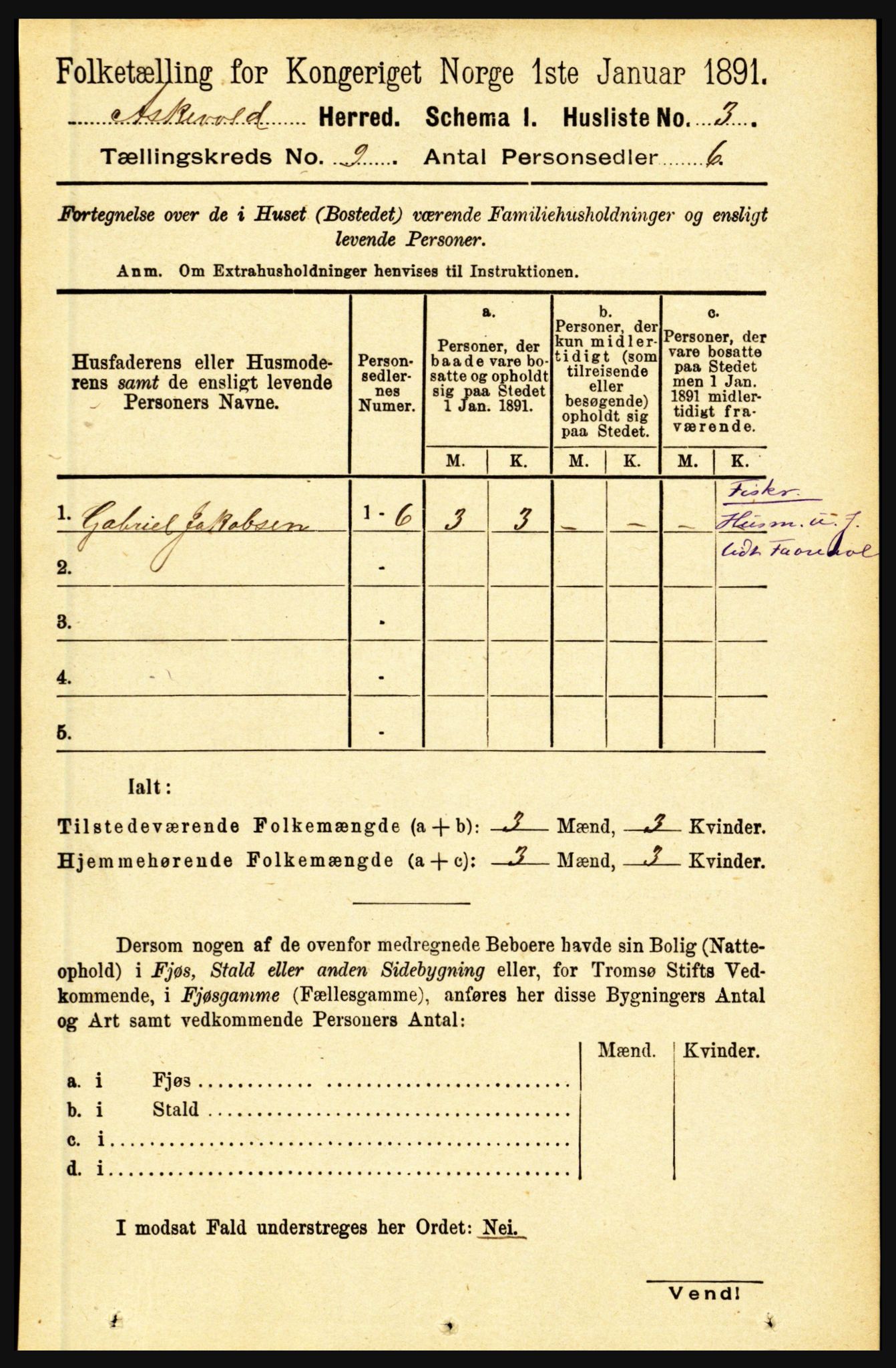 RA, 1891 census for 1428 Askvoll, 1891, p. 2494