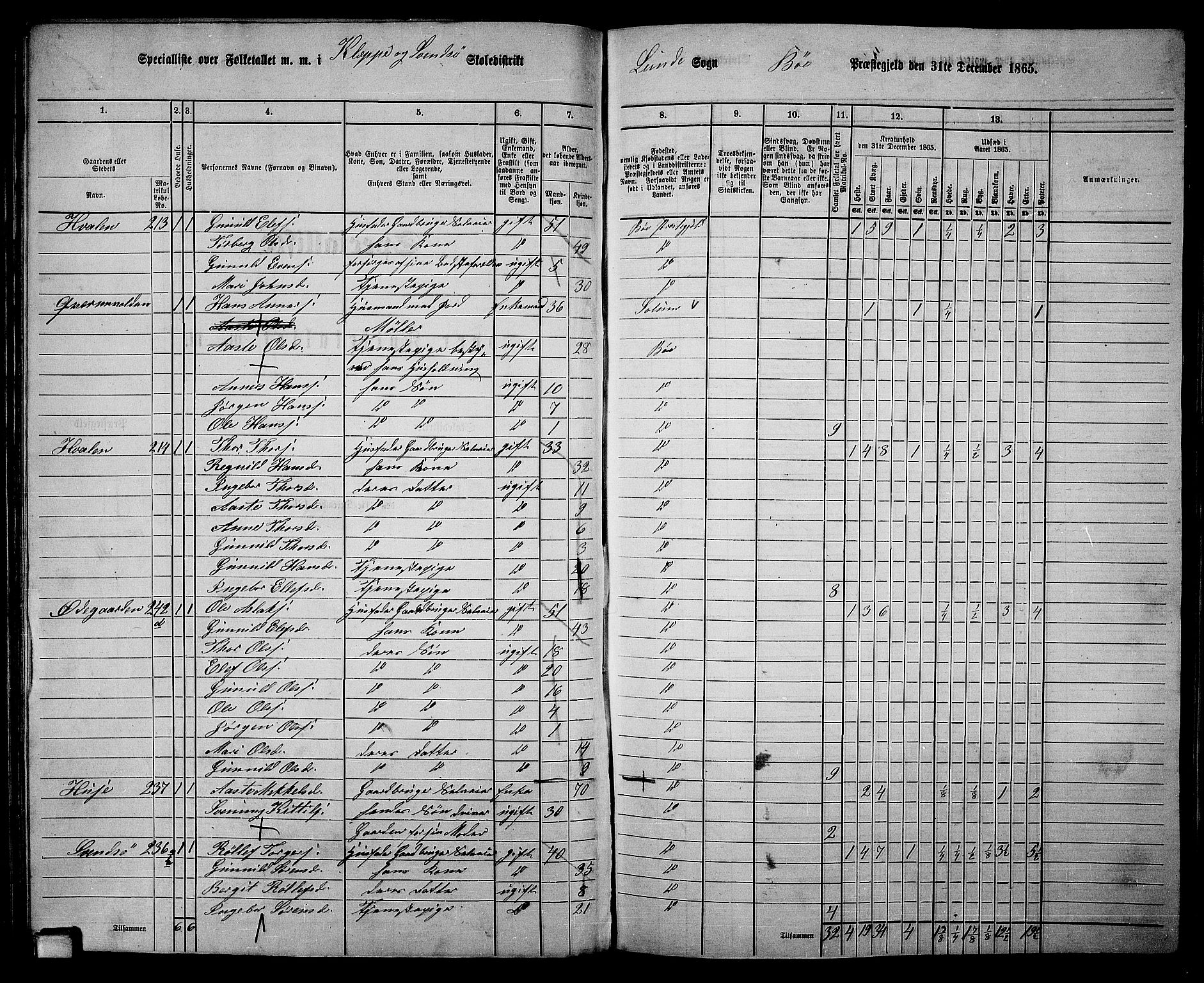 RA, 1865 census for Bø, 1865, p. 69