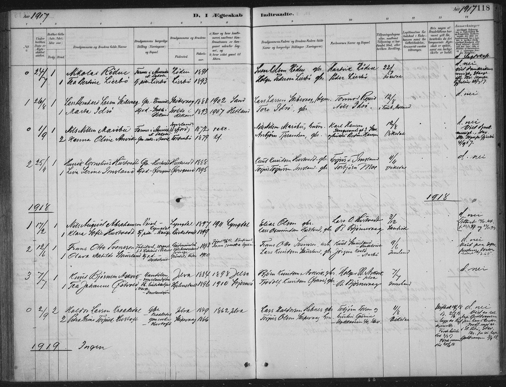 Vikedal sokneprestkontor, AV/SAST-A-101840/01/IV: Parish register (official) no. A 12, 1886-1929, p. 118