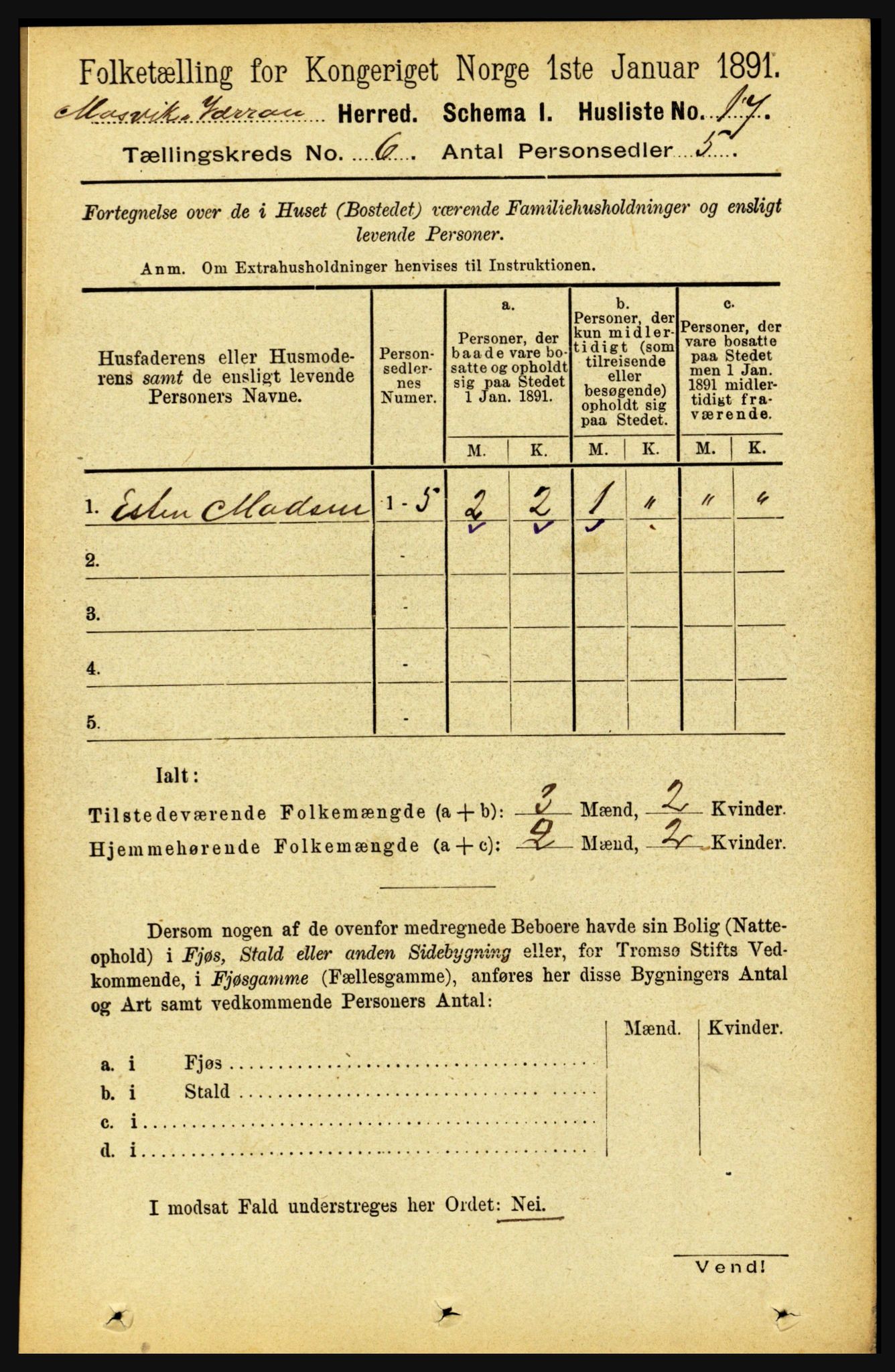 RA, 1891 census for 1723 Mosvik og Verran, 1891, p. 2404