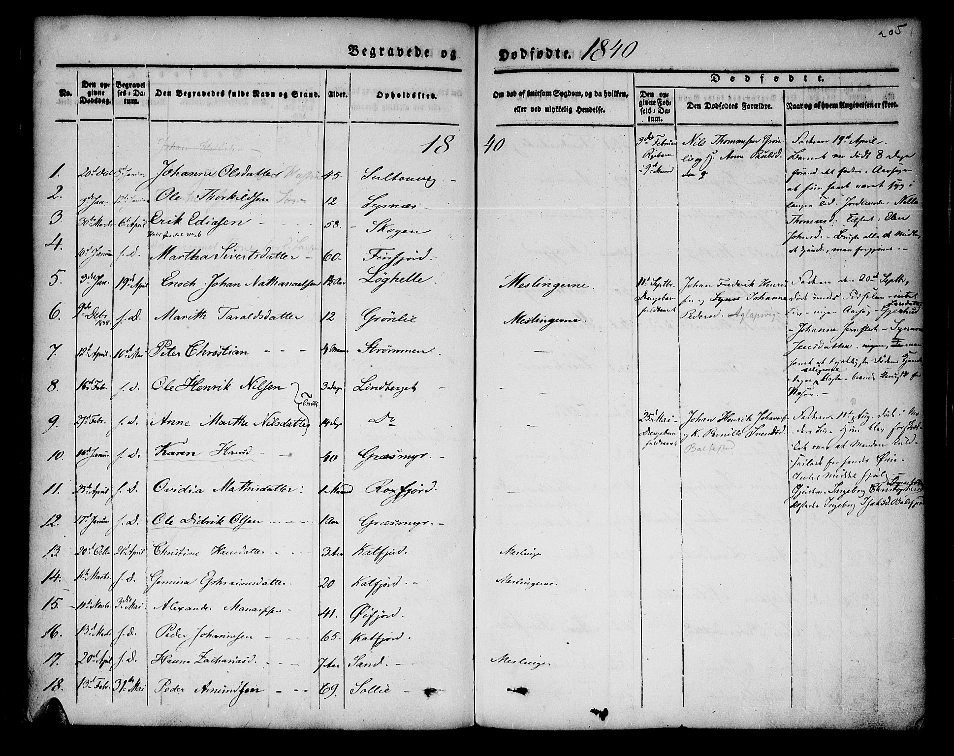 Lenvik sokneprestembete, SATØ/S-1310/H/Ha/Haa/L0004kirke: Parish register (official) no. 4, 1832-1844, p. 205