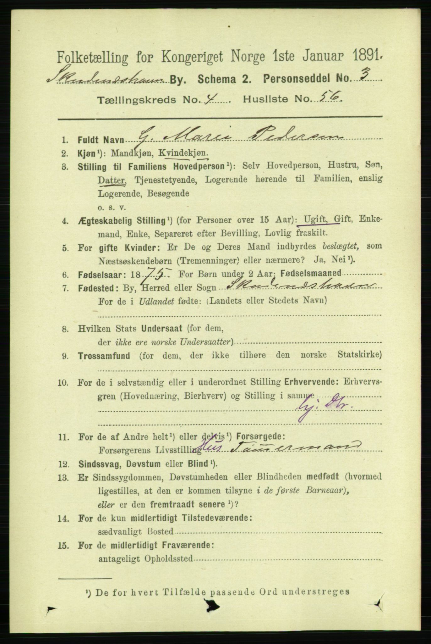 RA, 1891 census for 1104 Skudeneshavn, 1891, p. 1642