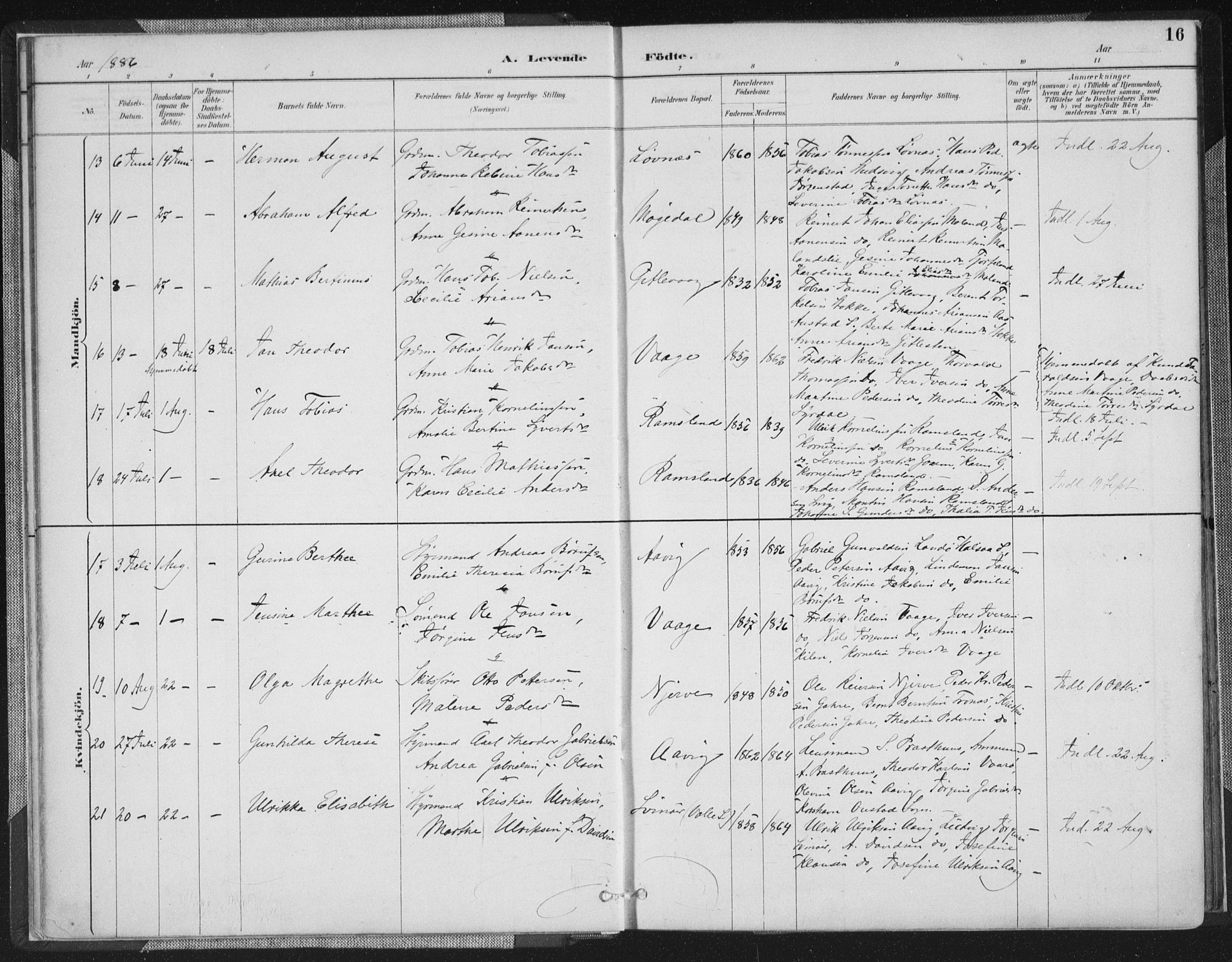 Sør-Audnedal sokneprestkontor, AV/SAK-1111-0039/F/Fa/Faa/L0004: Parish register (official) no. A 4, 1884-1909, p. 16