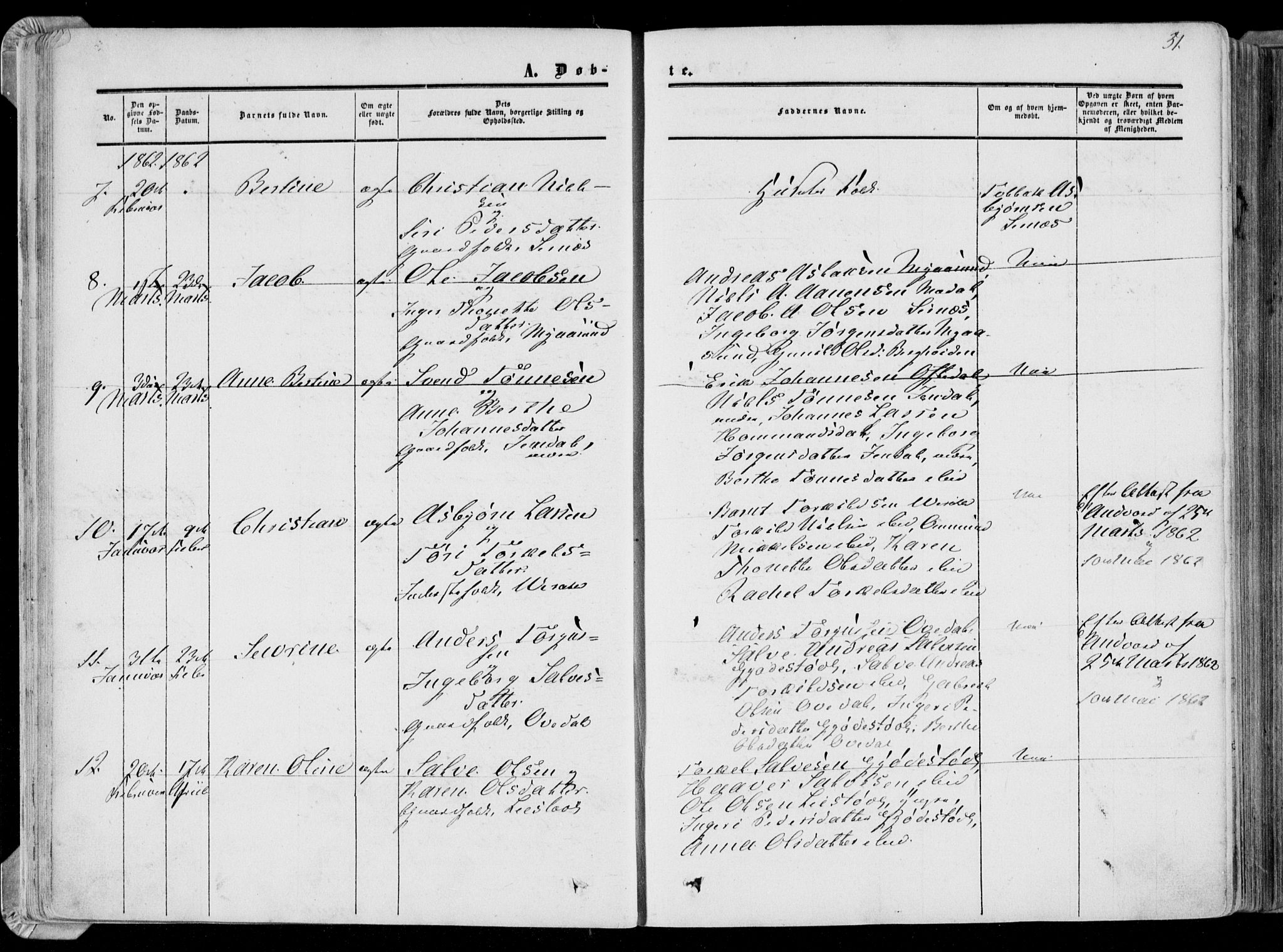 Bakke sokneprestkontor, AV/SAK-1111-0002/F/Fa/Faa/L0006: Parish register (official) no. A 6, 1855-1877, p. 51