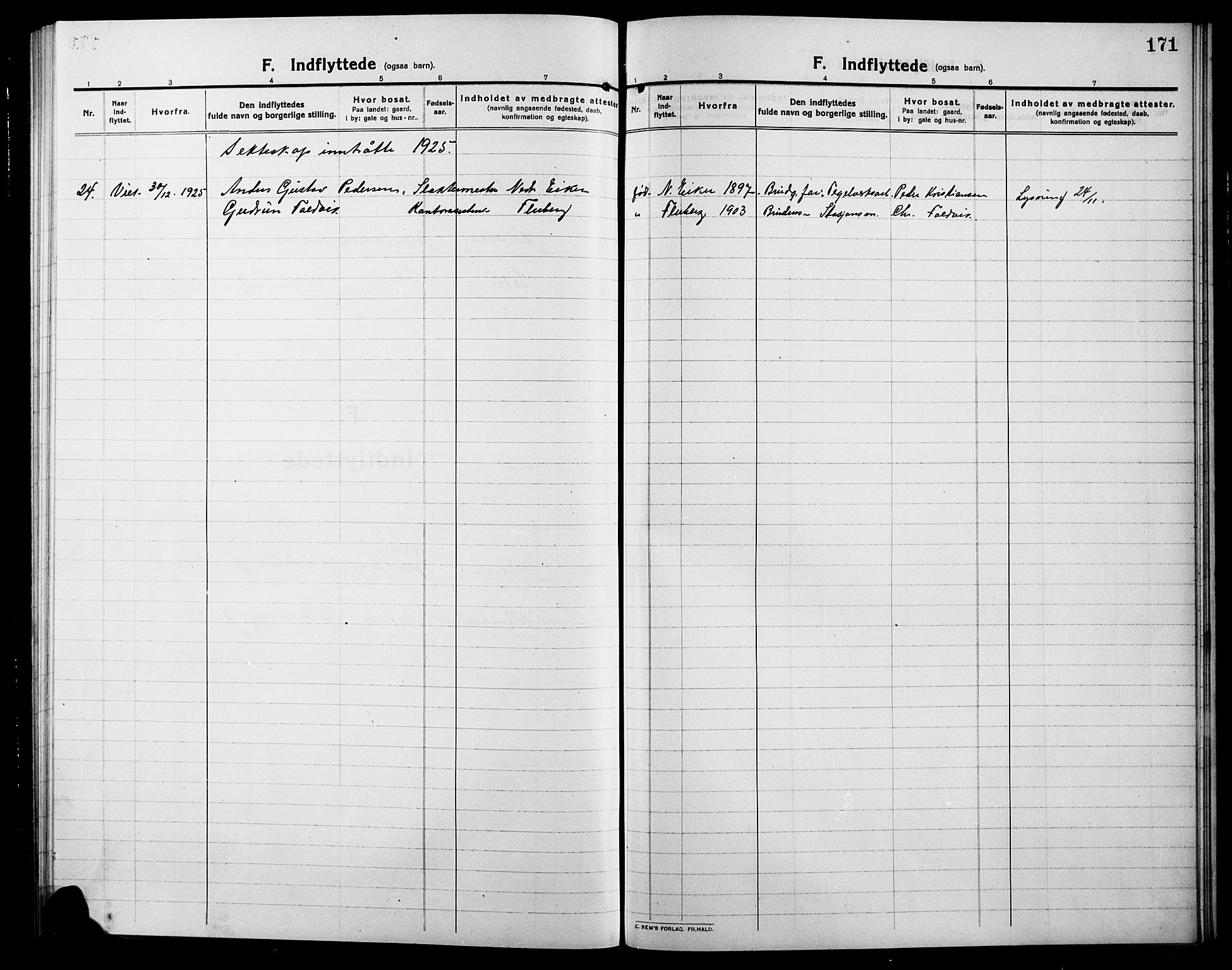 Søndre Land prestekontor, AV/SAH-PREST-122/L/L0006: Parish register (copy) no. 6, 1912-1925, p. 171