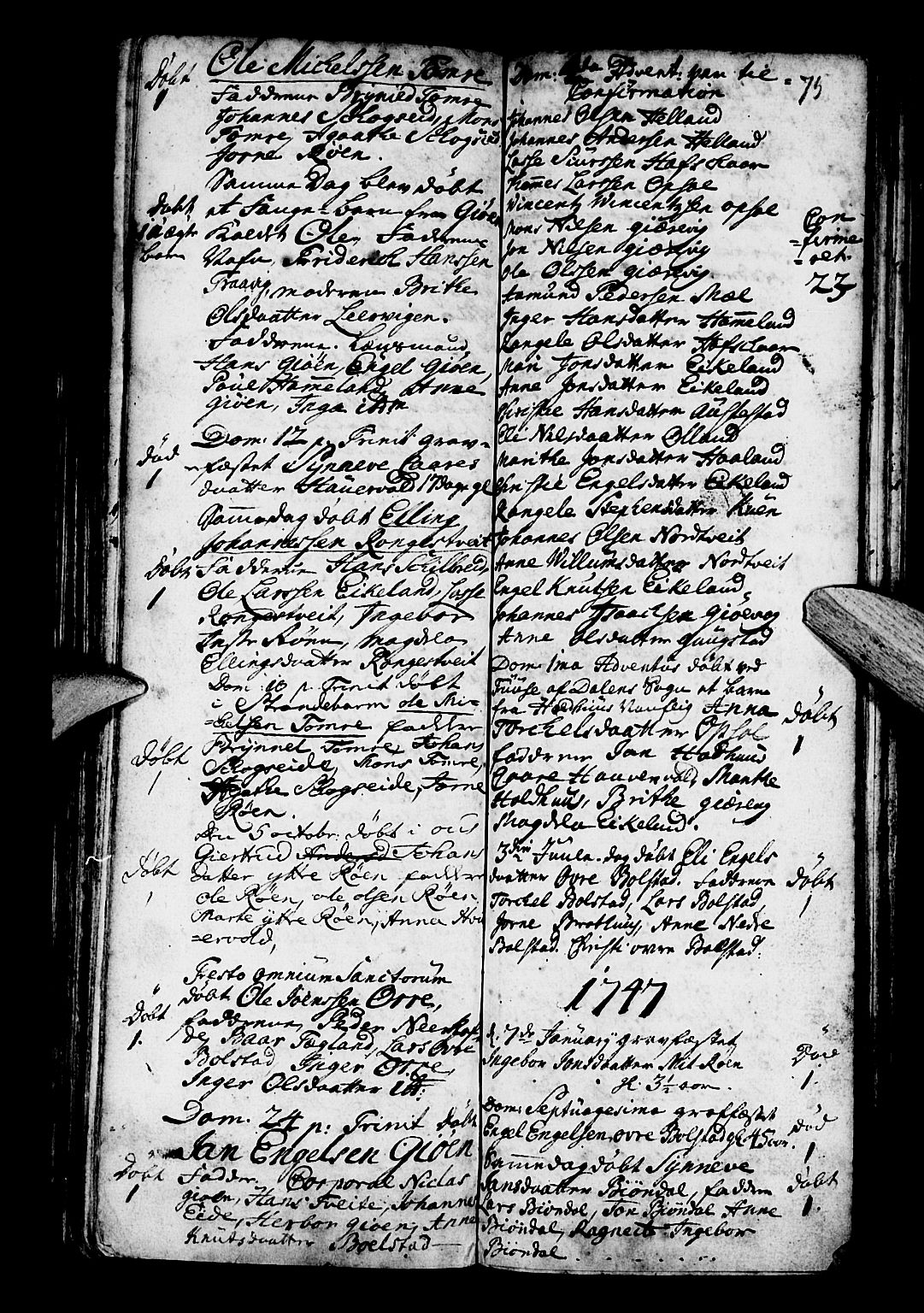 Os sokneprestembete, AV/SAB-A-99929: Parish register (official) no. A 3, 1669-1760, p. 75