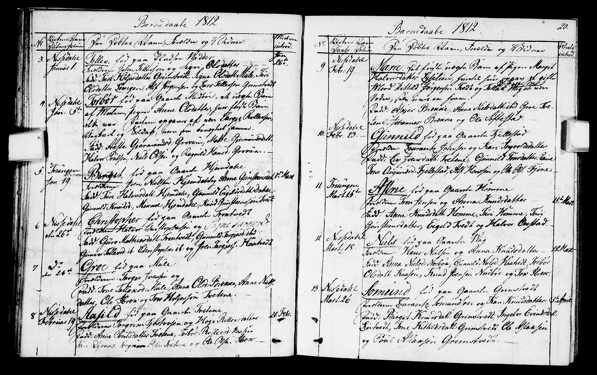 Nissedal kirkebøker, SAKO/A-288/F/Fa/L0001: Parish register (official) no. I 1, 1811-1814, p. 20