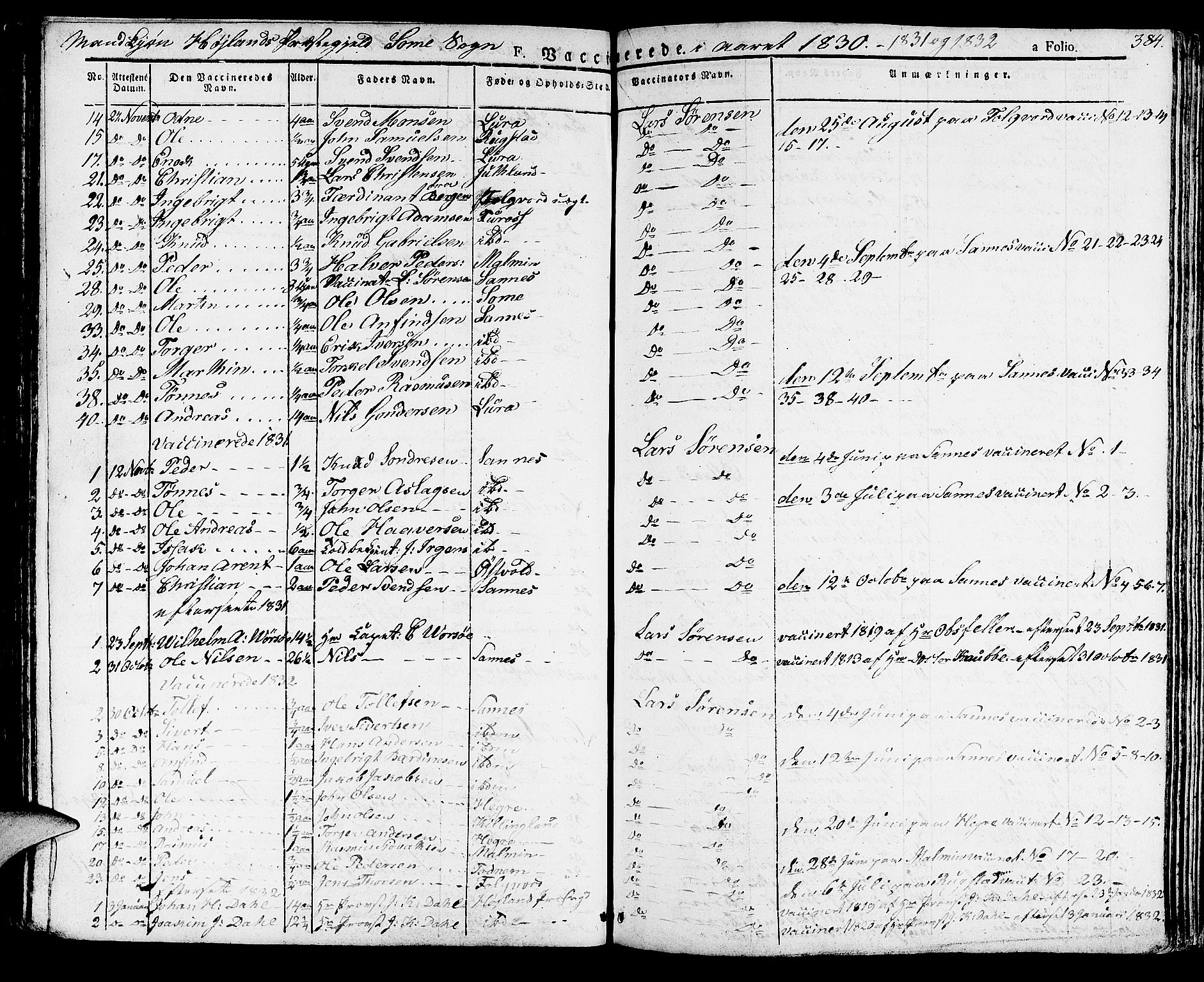 Høyland sokneprestkontor, SAST/A-101799/001/30BA/L0007: Parish register (official) no. A 7 /2, 1825-1841, p. 384