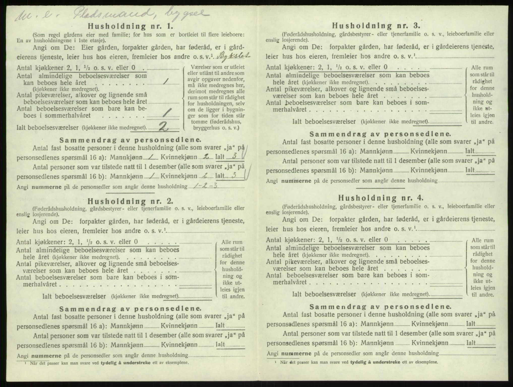 SAB, 1920 census for Hyllestad, 1920, p. 461