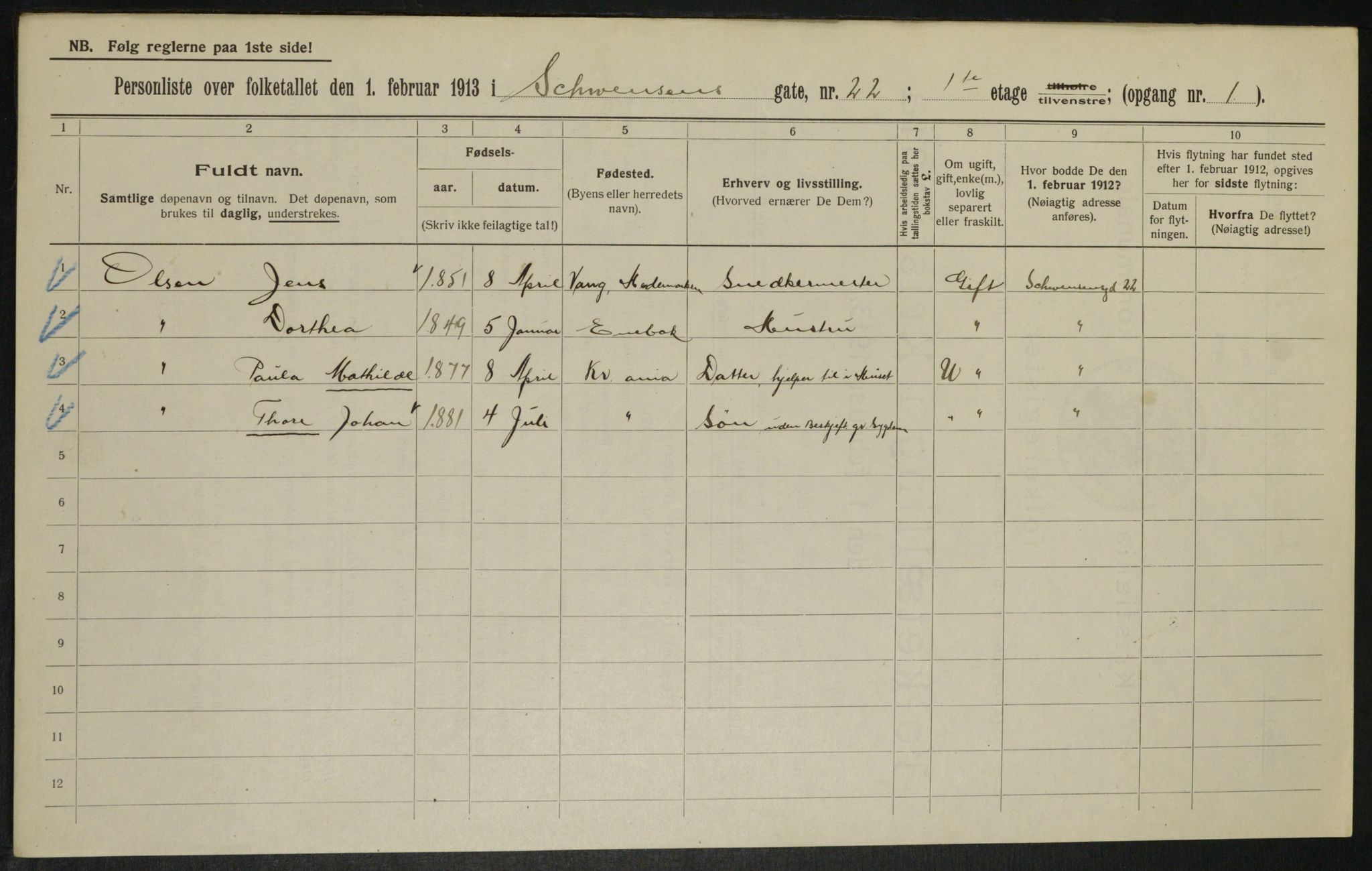 OBA, Municipal Census 1913 for Kristiania, 1913, p. 92903