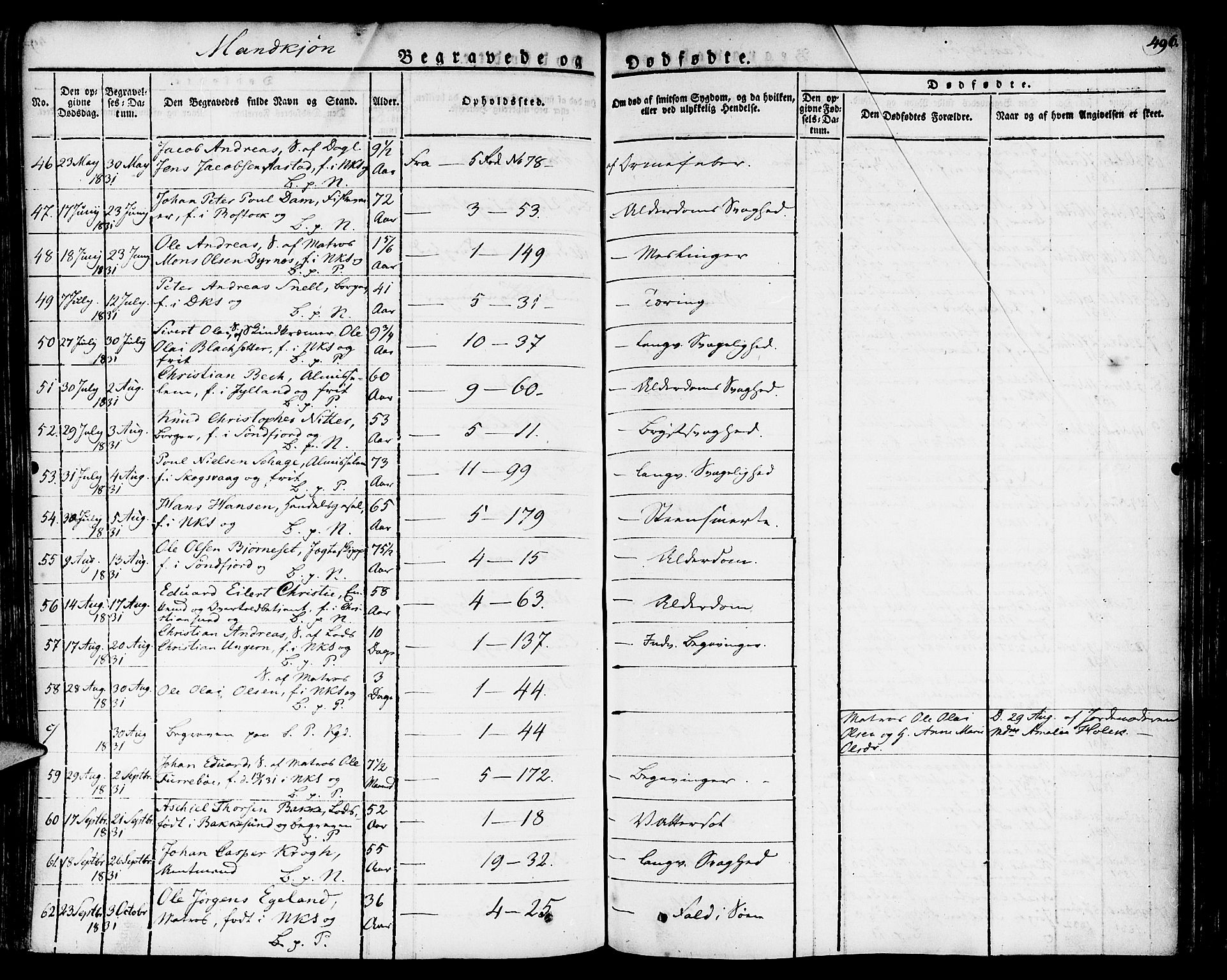 Nykirken Sokneprestembete, SAB/A-77101/H/Haa/L0012: Parish register (official) no. A 12, 1821-1844, p. 496