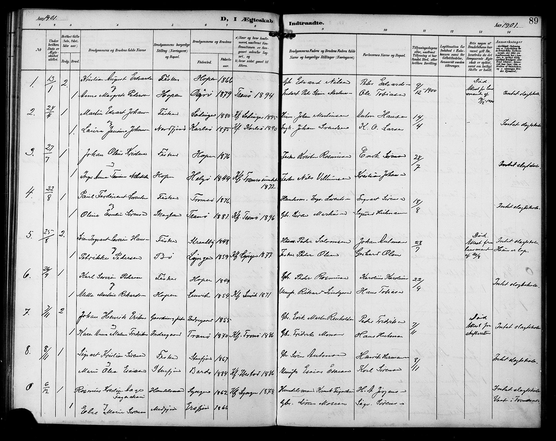 Berg sokneprestkontor, SATØ/S-1318/G/Ga/Gab/L0005klokker: Parish register (copy) no. 5, 1898-1911, p. 89