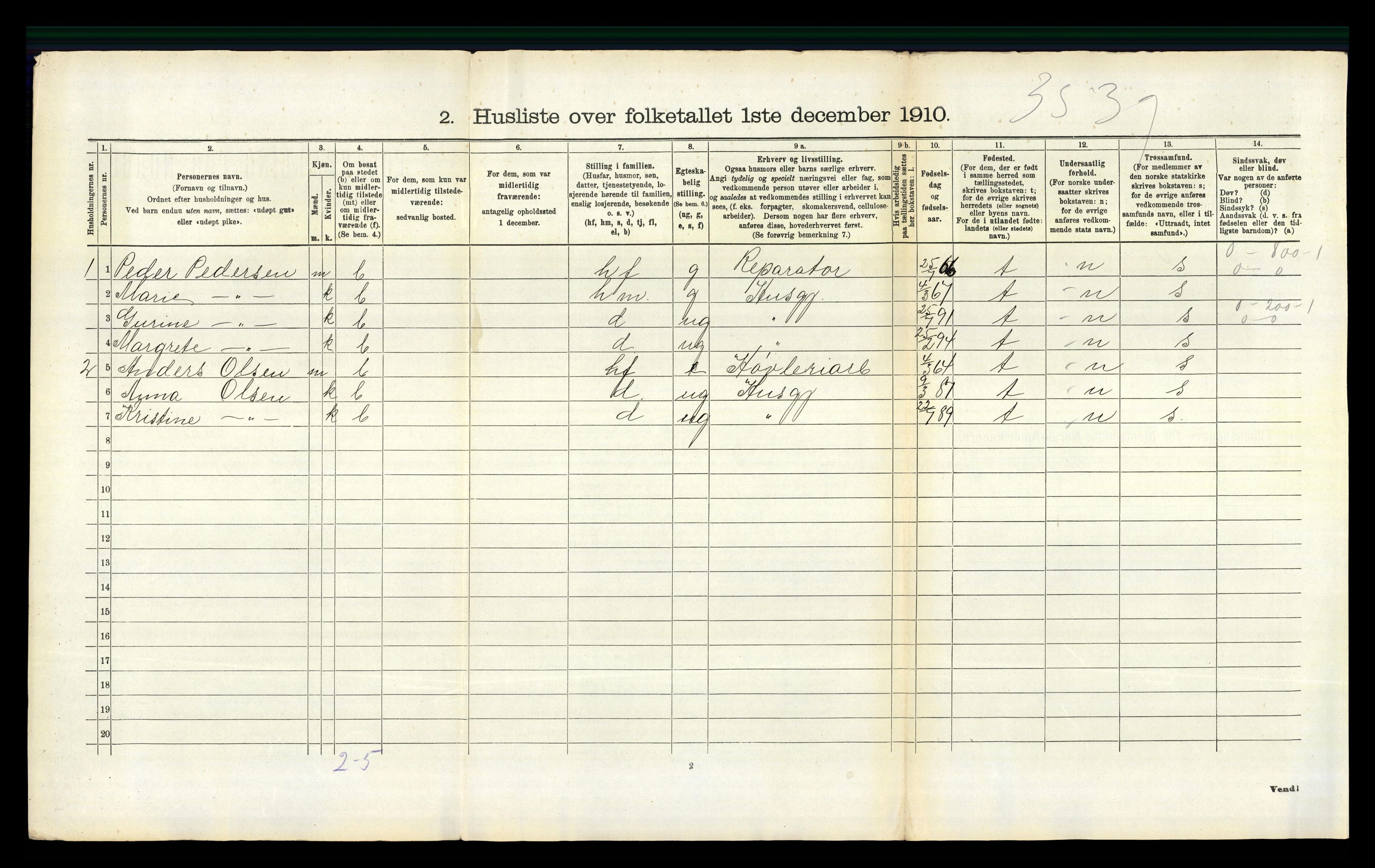 RA, 1910 census for Holla, 1910, p. 1058