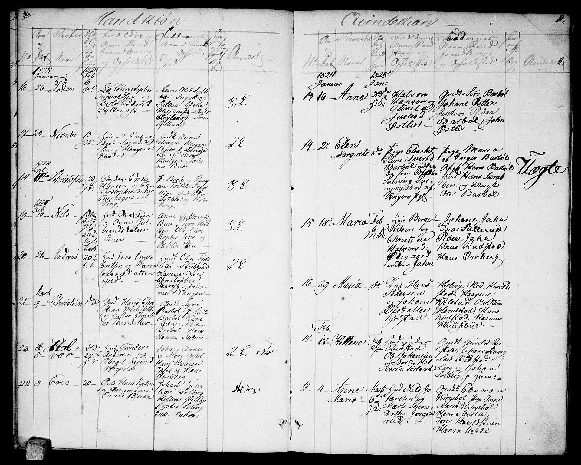 Enebakk prestekontor Kirkebøker, AV/SAO-A-10171c/F/Fa/L0007: Parish register (official) no. I 7, 1823-1832, p. 30-31