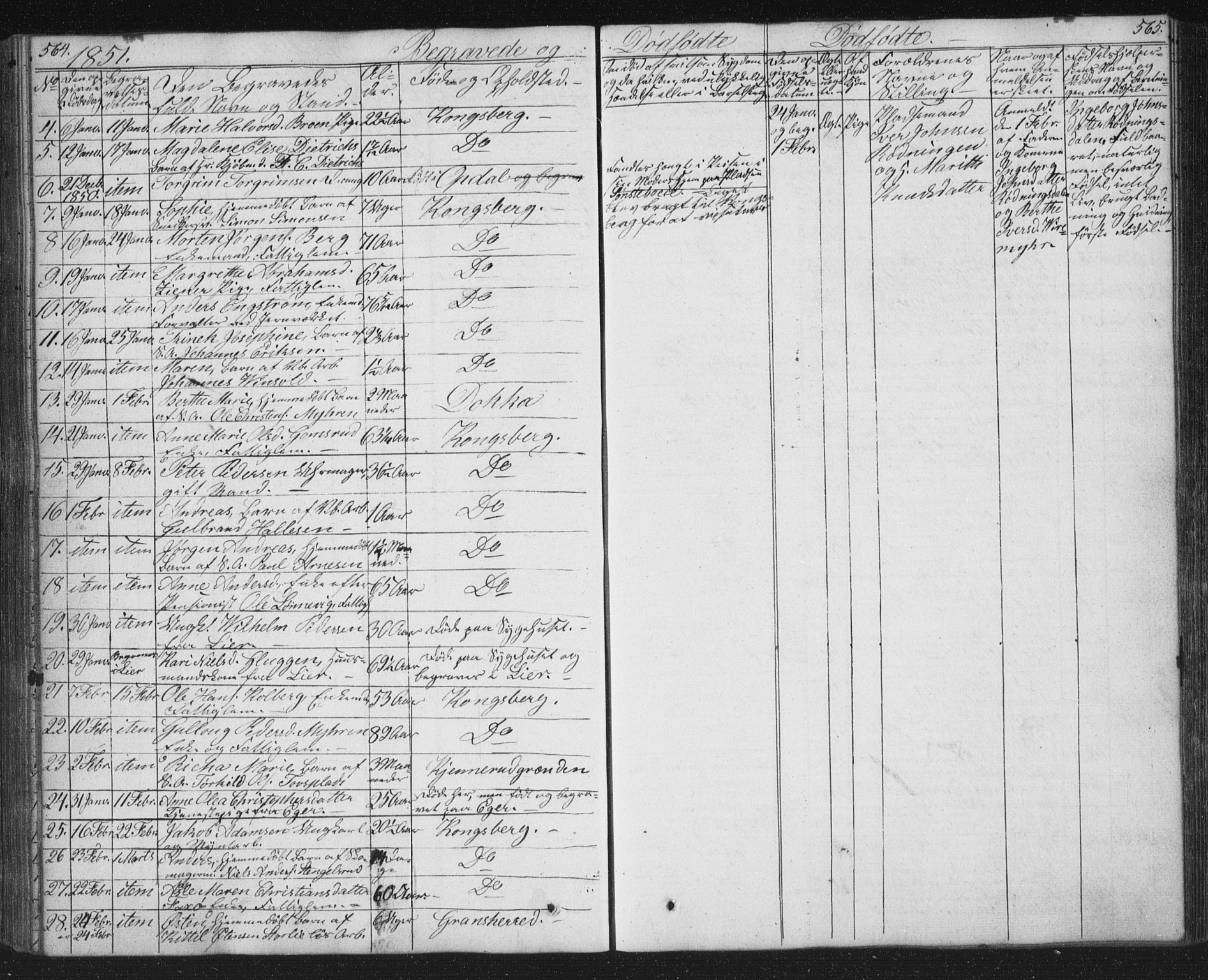 Kongsberg kirkebøker, AV/SAKO-A-22/G/Ga/L0002: Parish register (copy) no. 2, 1839-1858, p. 564-565