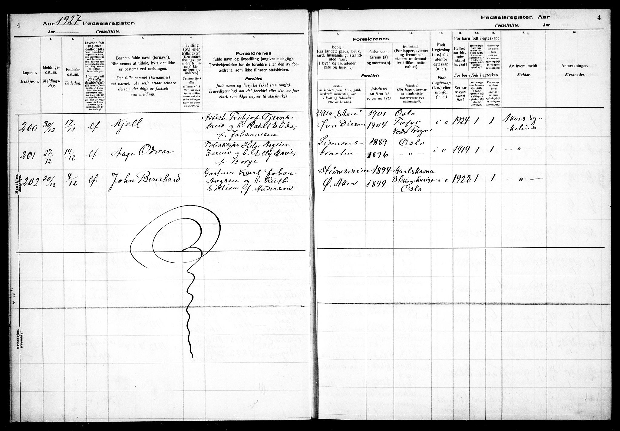 Østre Aker prestekontor Kirkebøker, AV/SAO-A-10840/J/Ja/L0003: Birth register no. I 3, 1927-1934, p. 4