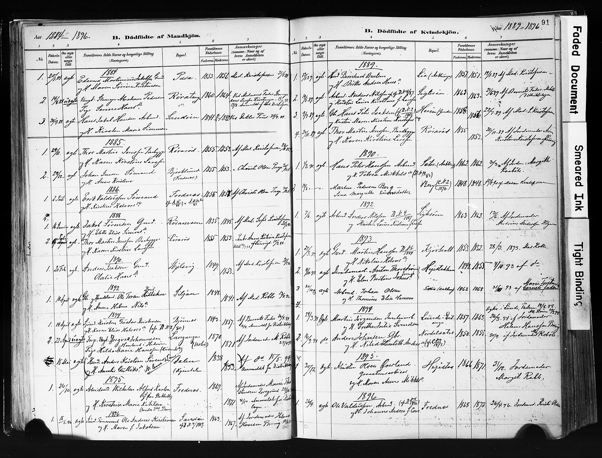 Eidanger kirkebøker, SAKO/A-261/F/Fa/L0012: Parish register (official) no. 12, 1879-1900, p. 91