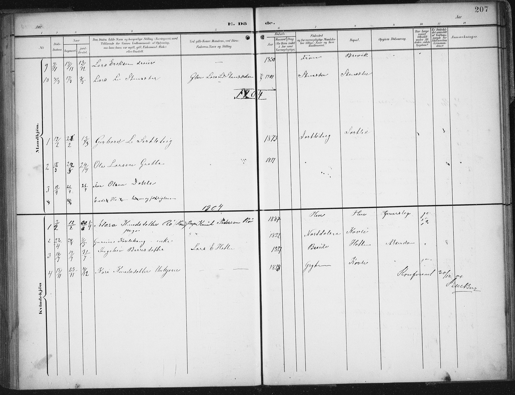 Ministerialprotokoller, klokkerbøker og fødselsregistre - Møre og Romsdal, SAT/A-1454/545/L0589: Parish register (copy) no. 545C03, 1902-1937, p. 207