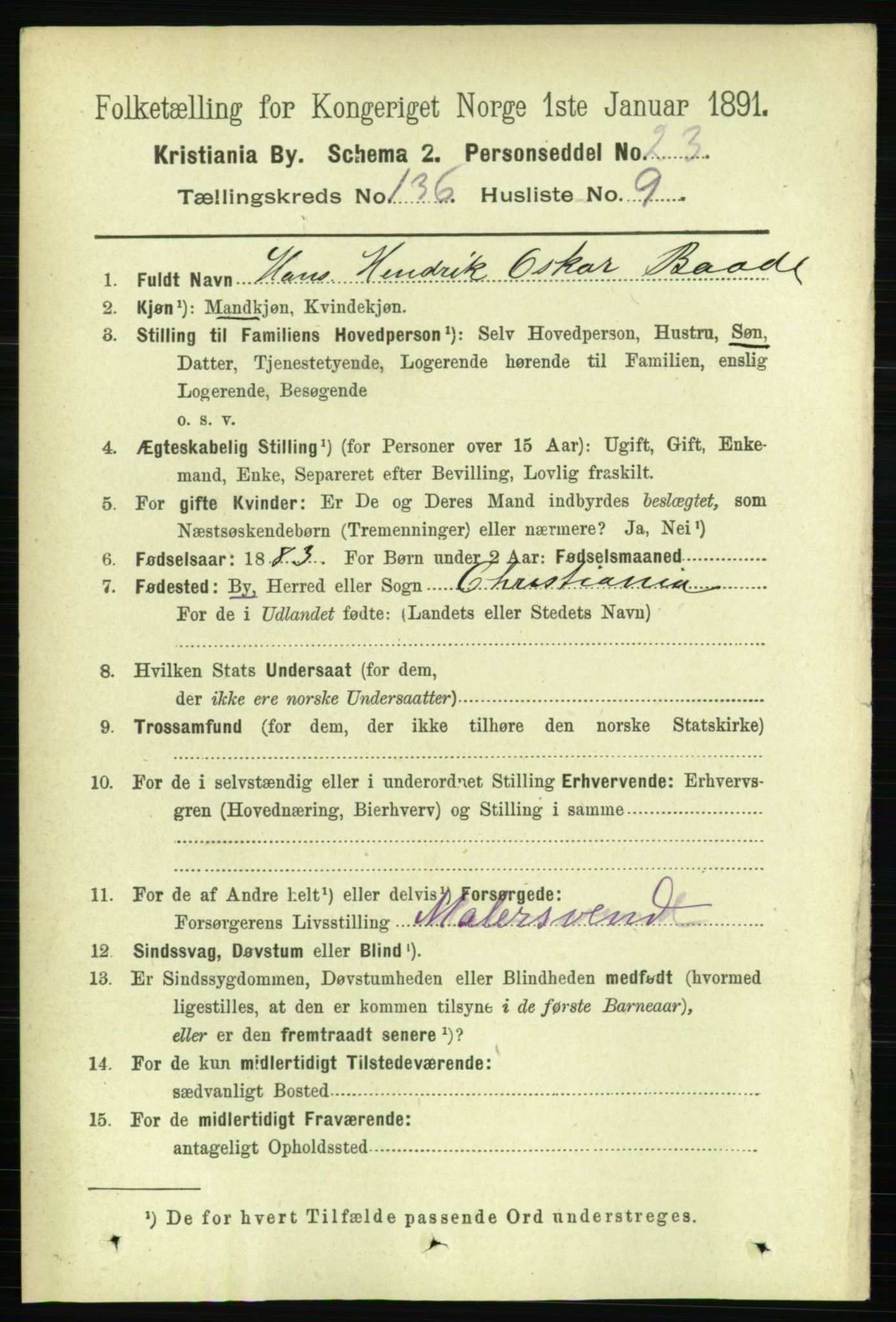 RA, 1891 census for 0301 Kristiania, 1891, p. 75493