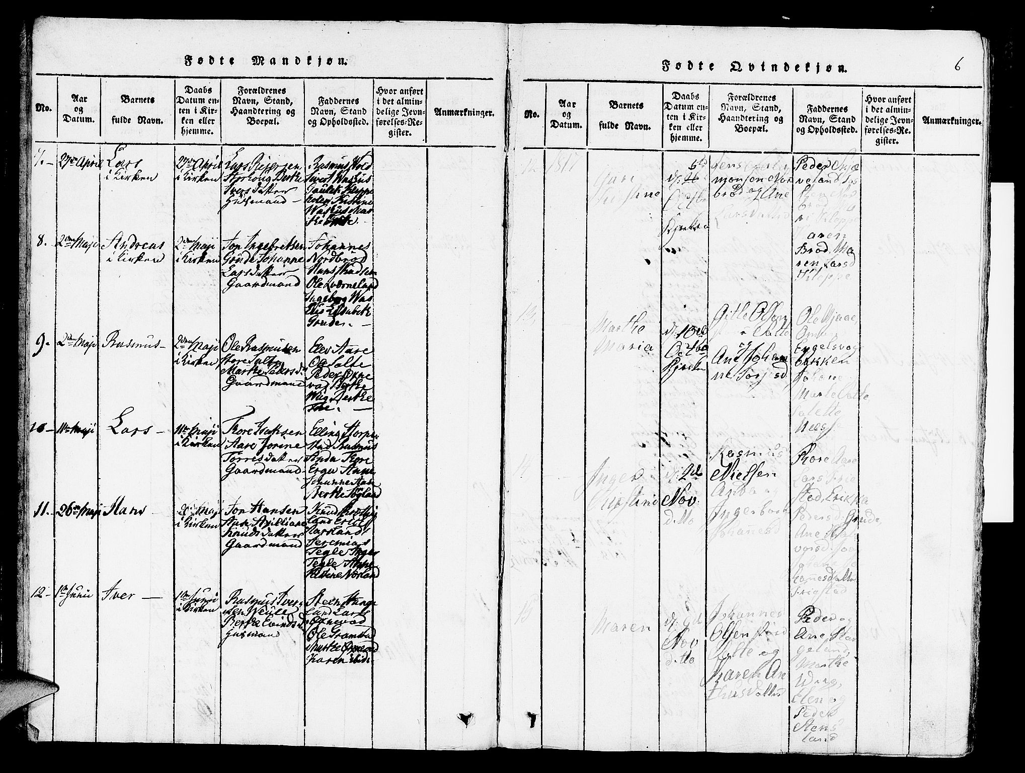 Klepp sokneprestkontor, AV/SAST-A-101803/001/3/30BA/L0002: Parish register (official) no. A 2, 1816-1833, p. 6