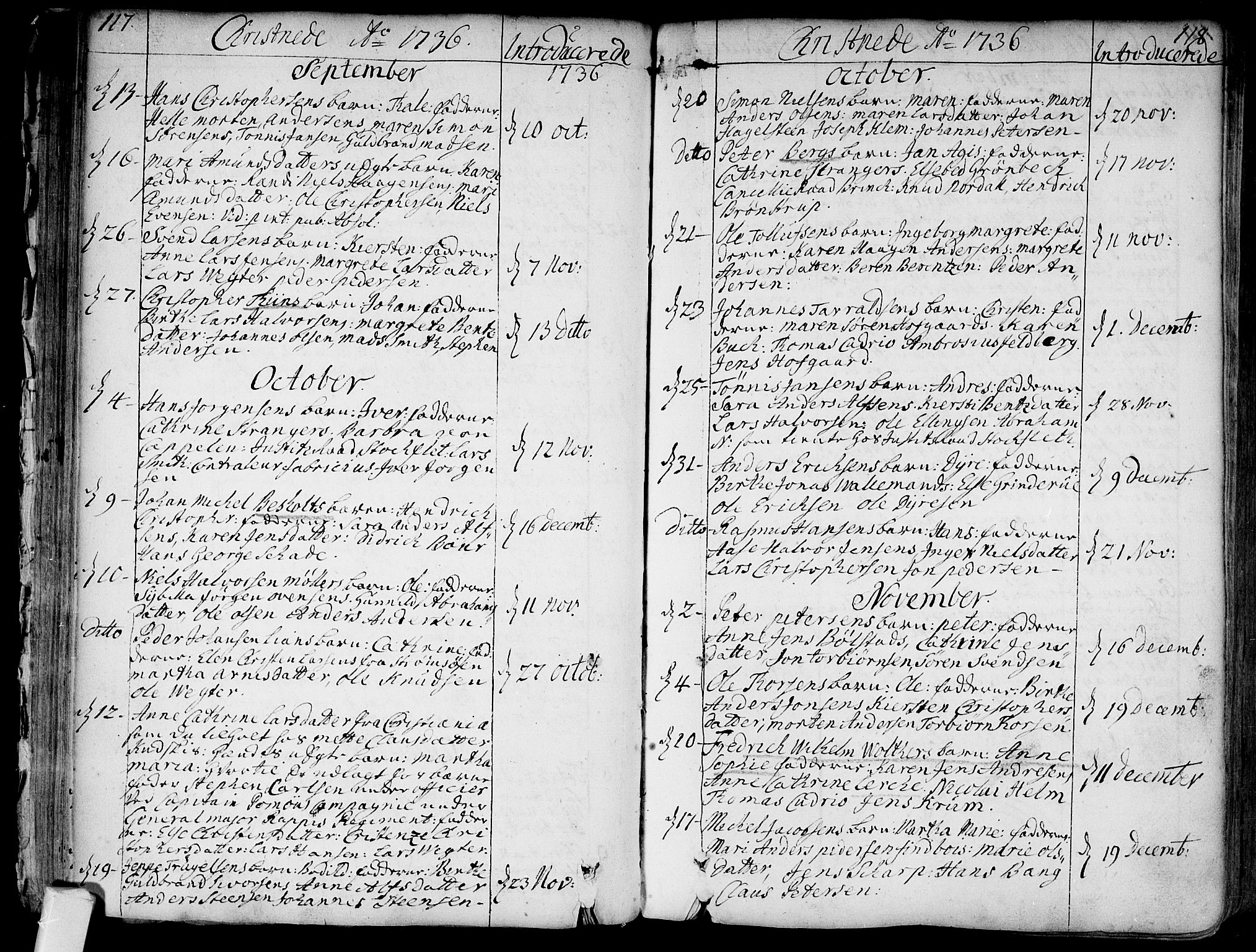 Bragernes kirkebøker, AV/SAKO-A-6/F/Fa/L0004: Parish register (official) no. I 4, 1734-1759, p. 117-118