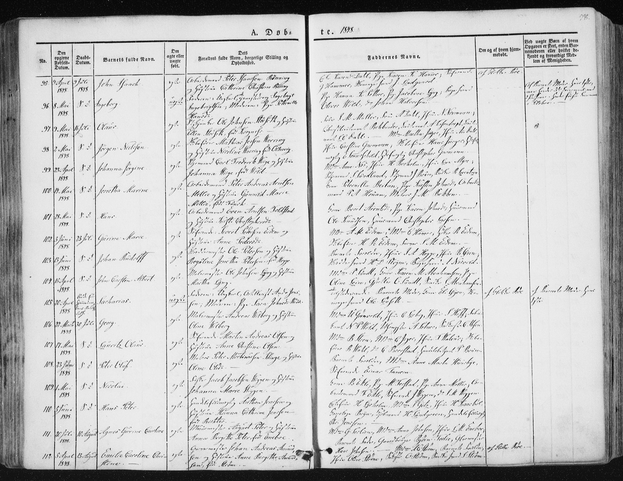 Ministerialprotokoller, klokkerbøker og fødselsregistre - Sør-Trøndelag, SAT/A-1456/602/L0110: Parish register (official) no. 602A08, 1840-1854, p. 78