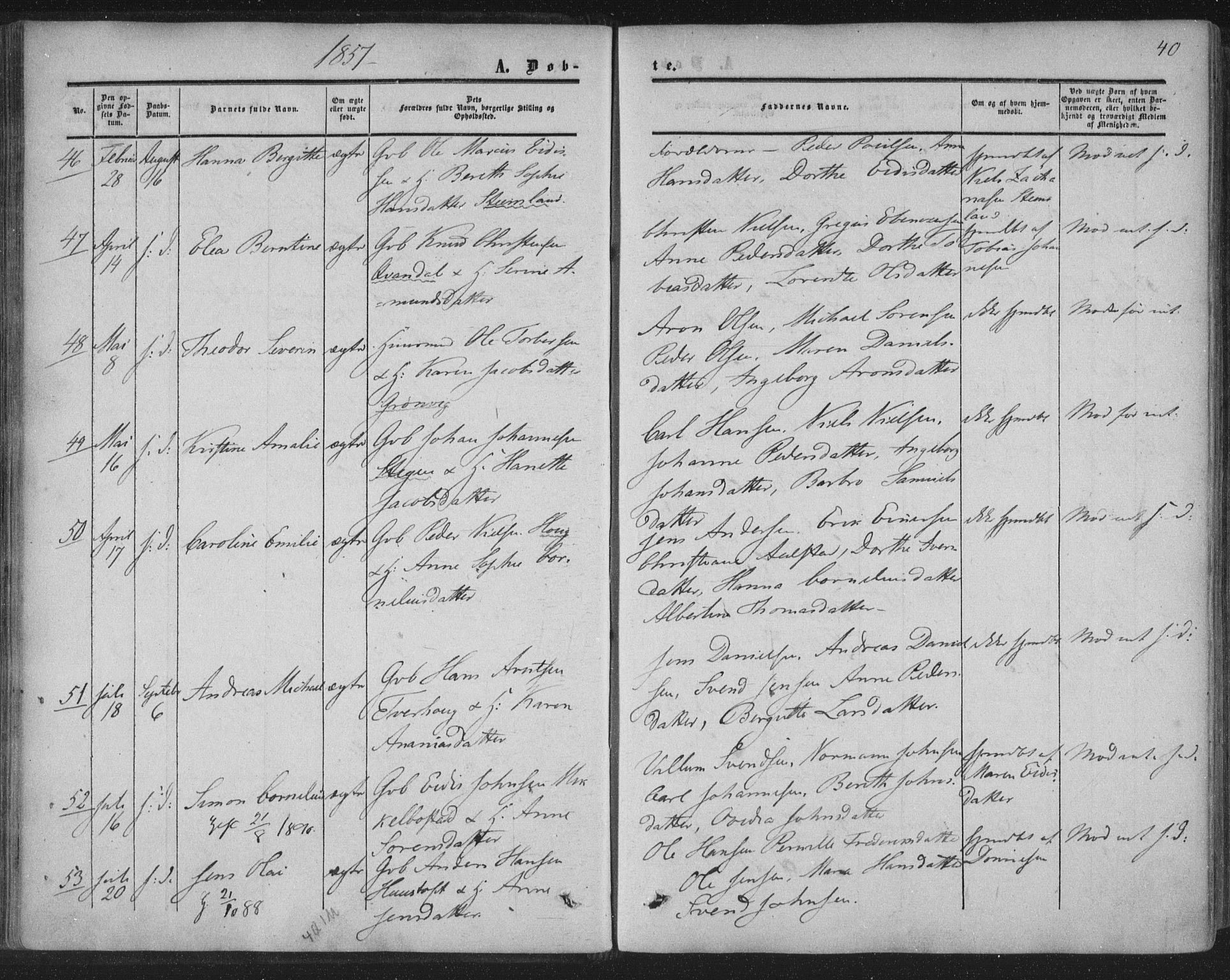 Ministerialprotokoller, klokkerbøker og fødselsregistre - Nordland, AV/SAT-A-1459/855/L0800: Parish register (official) no. 855A08, 1852-1864, p. 40