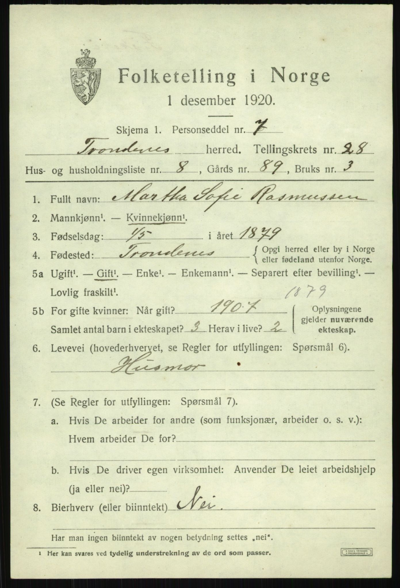 SATØ, 1920 census for Trondenes, 1920, p. 19924
