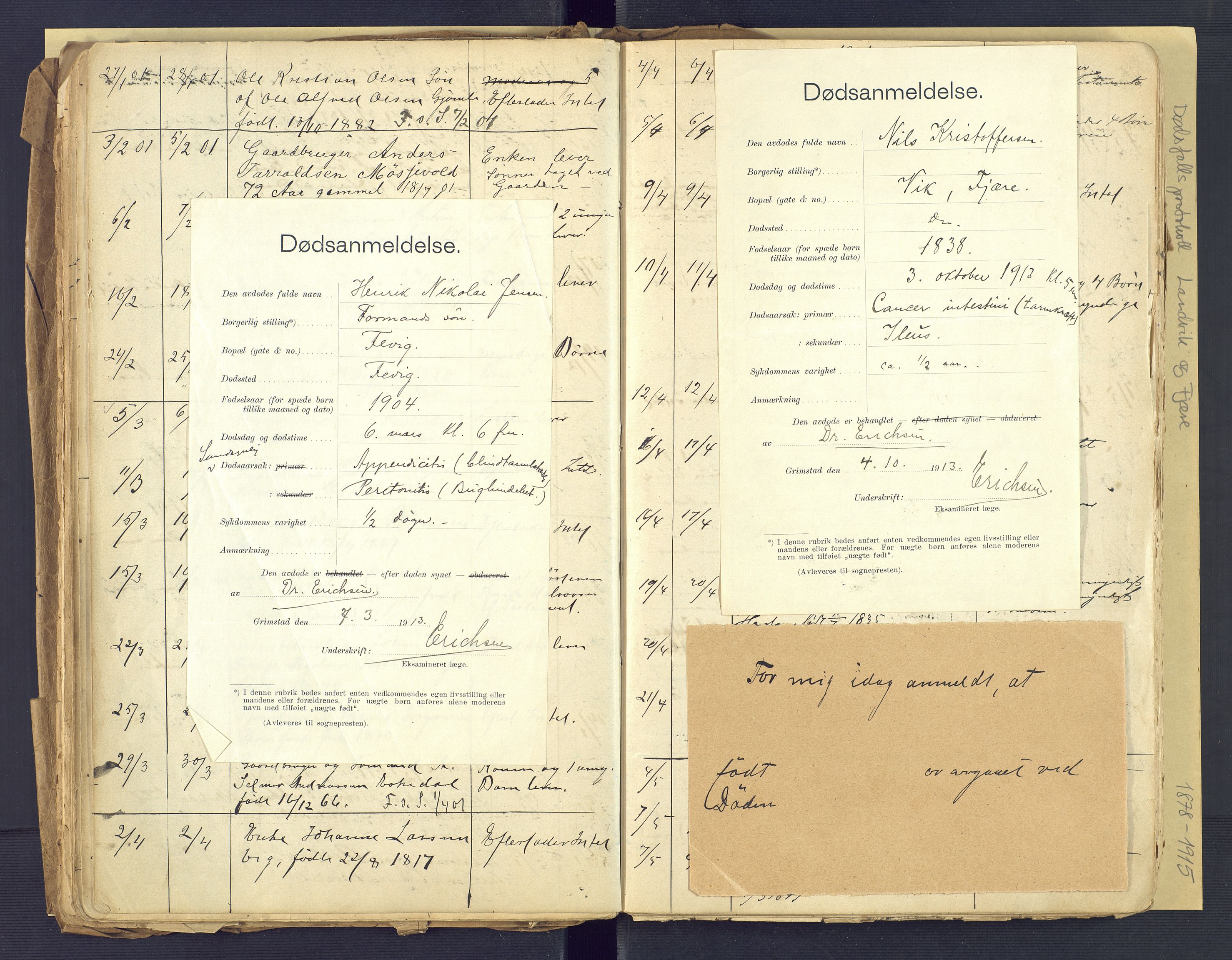 Landvik og Fjære lensmannskontor, SAK/1241-0027/F/Fe/L0001: Dødsfallsprotokoll Landvik og Fjære nr 137, 1878-1915