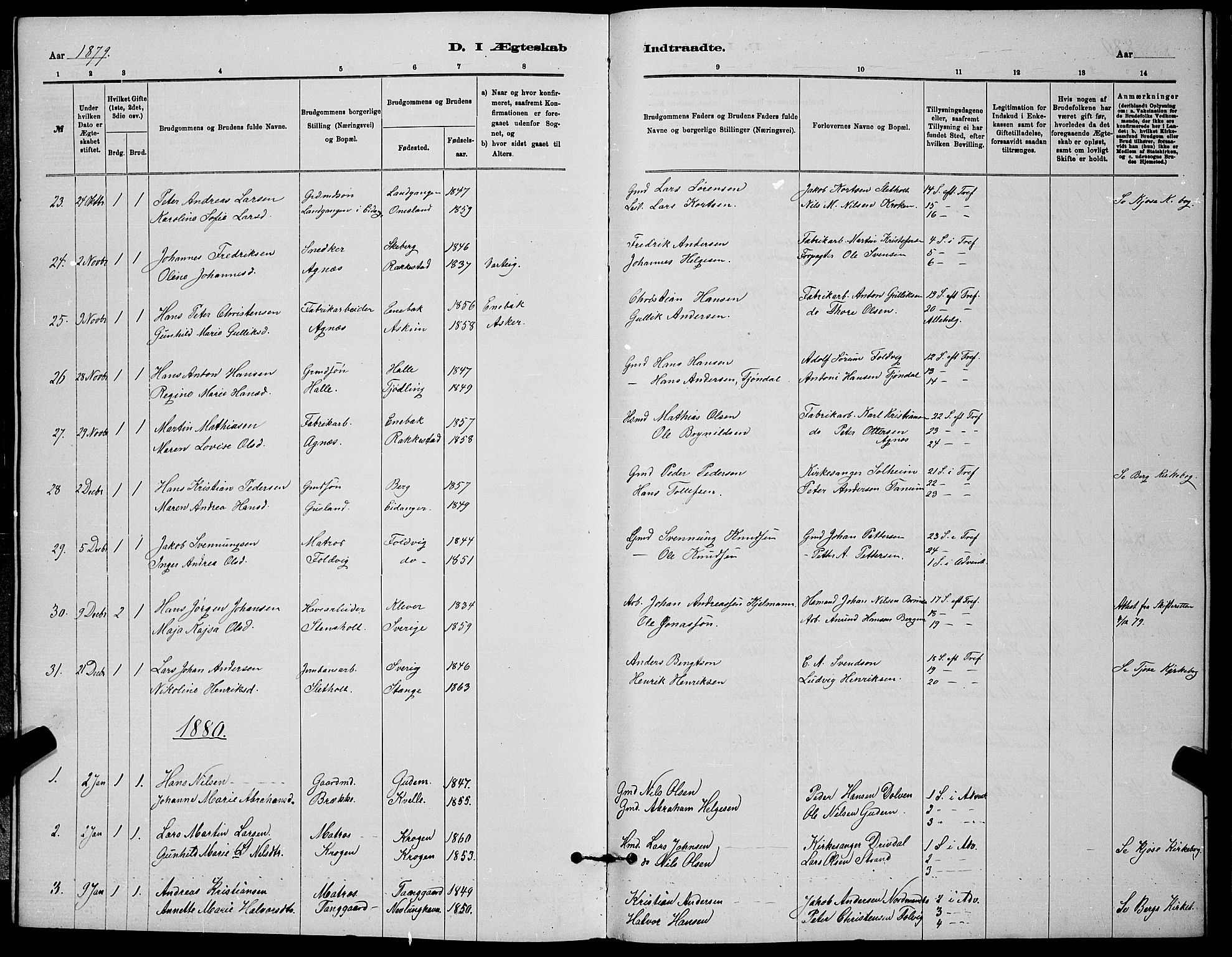 Brunlanes kirkebøker, SAKO/A-342/G/Ga/L0003: Parish register (copy) no. I 3, 1877-1898